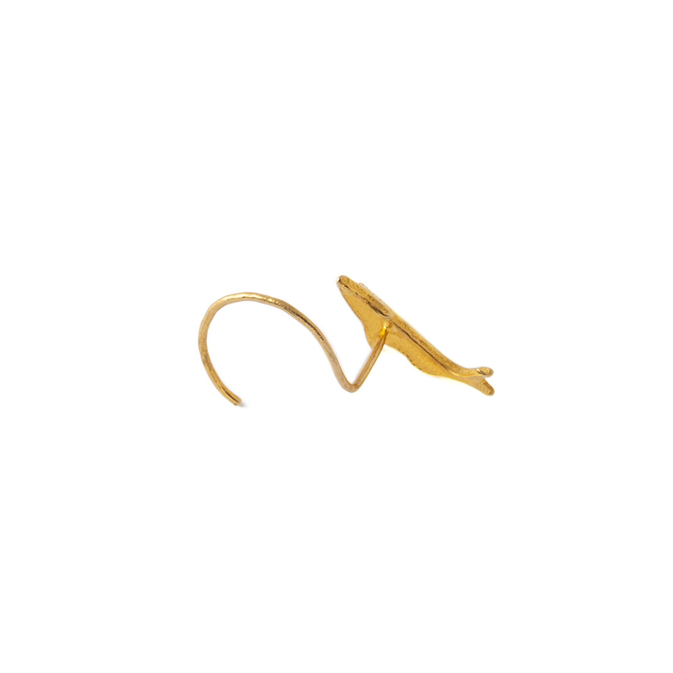 18K Gold Dolphin Nose Stud back view