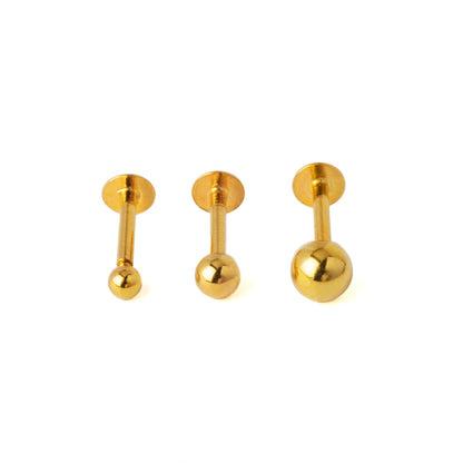 2mm, 3mm and 4mm 18K Gold Dot Flat Back Studs frontal view