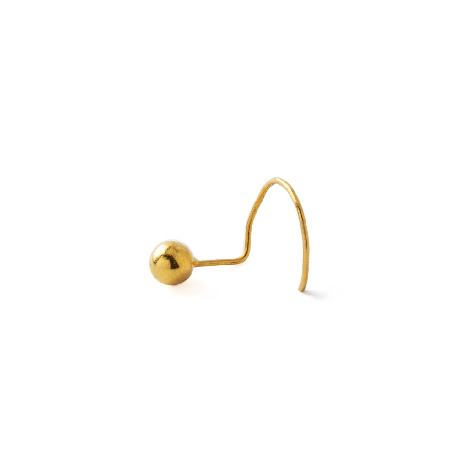 18K Gold Dot Nose Stud frontal view side view