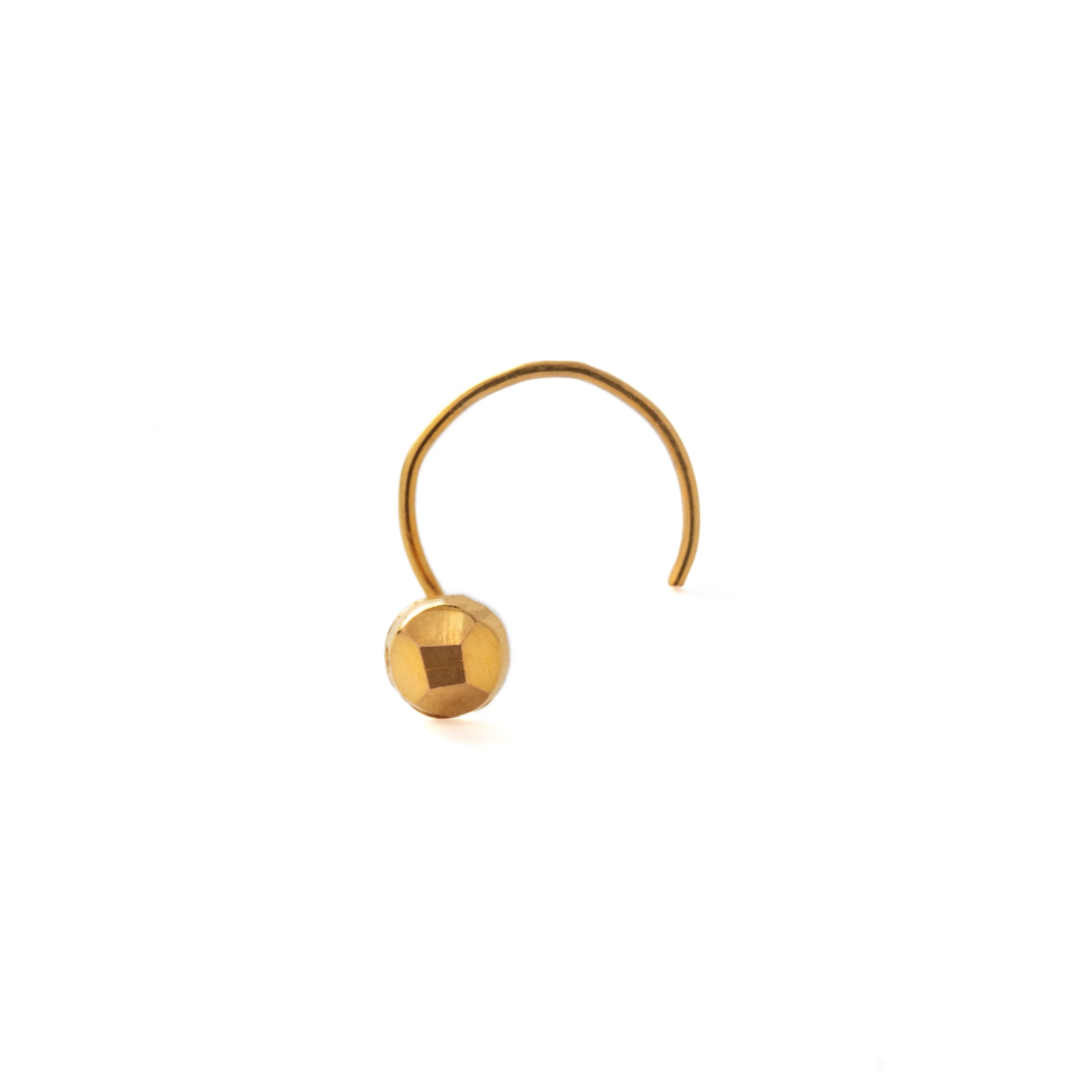18K Gold Faceted Nose Stud frontal view