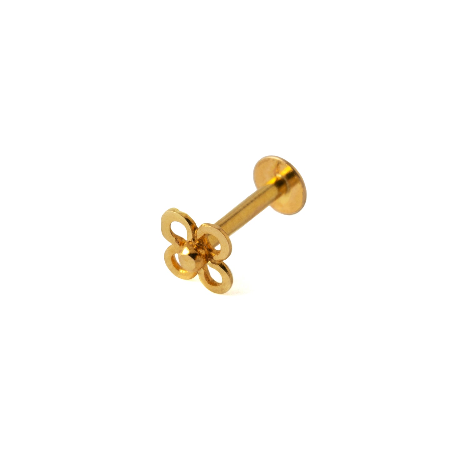 18k Gold Flower Contour Flat Back Stud right side view