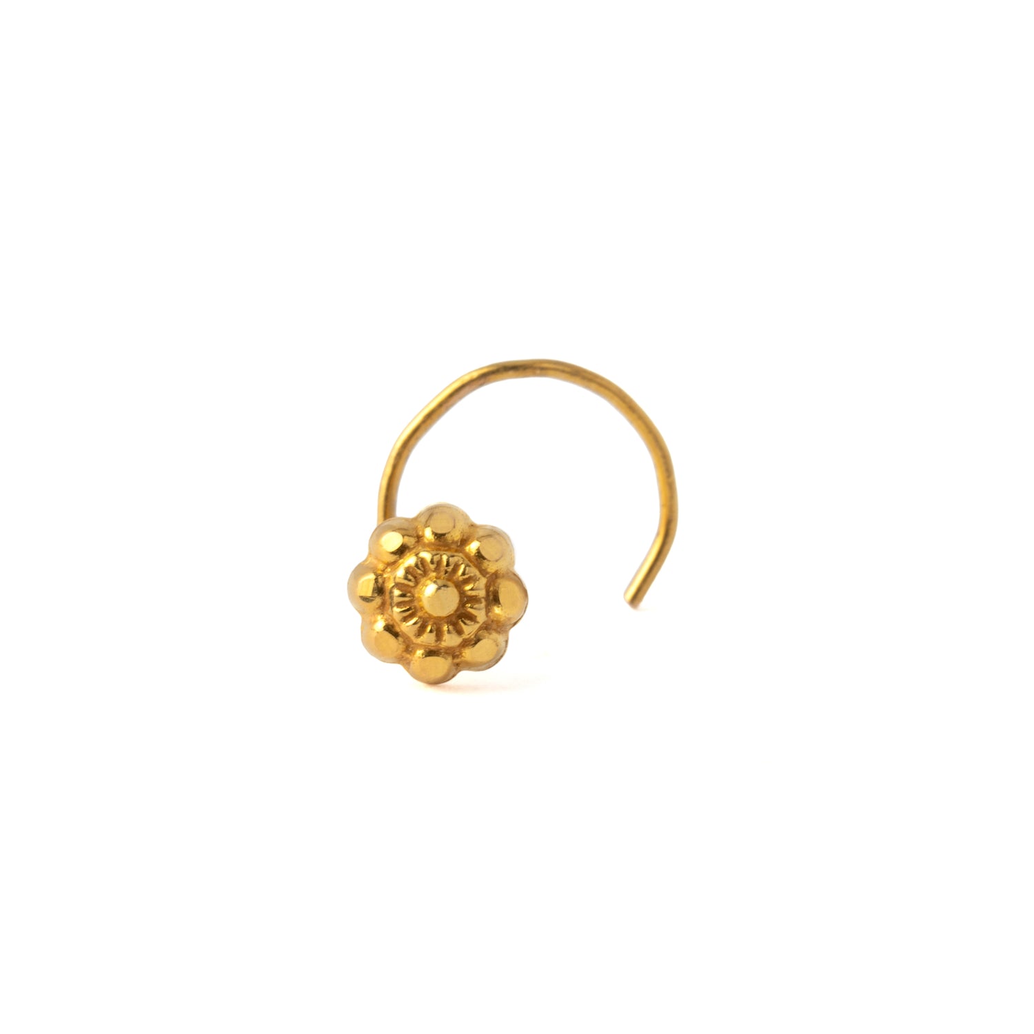 18K Gold Flower Nose Stud frontal view