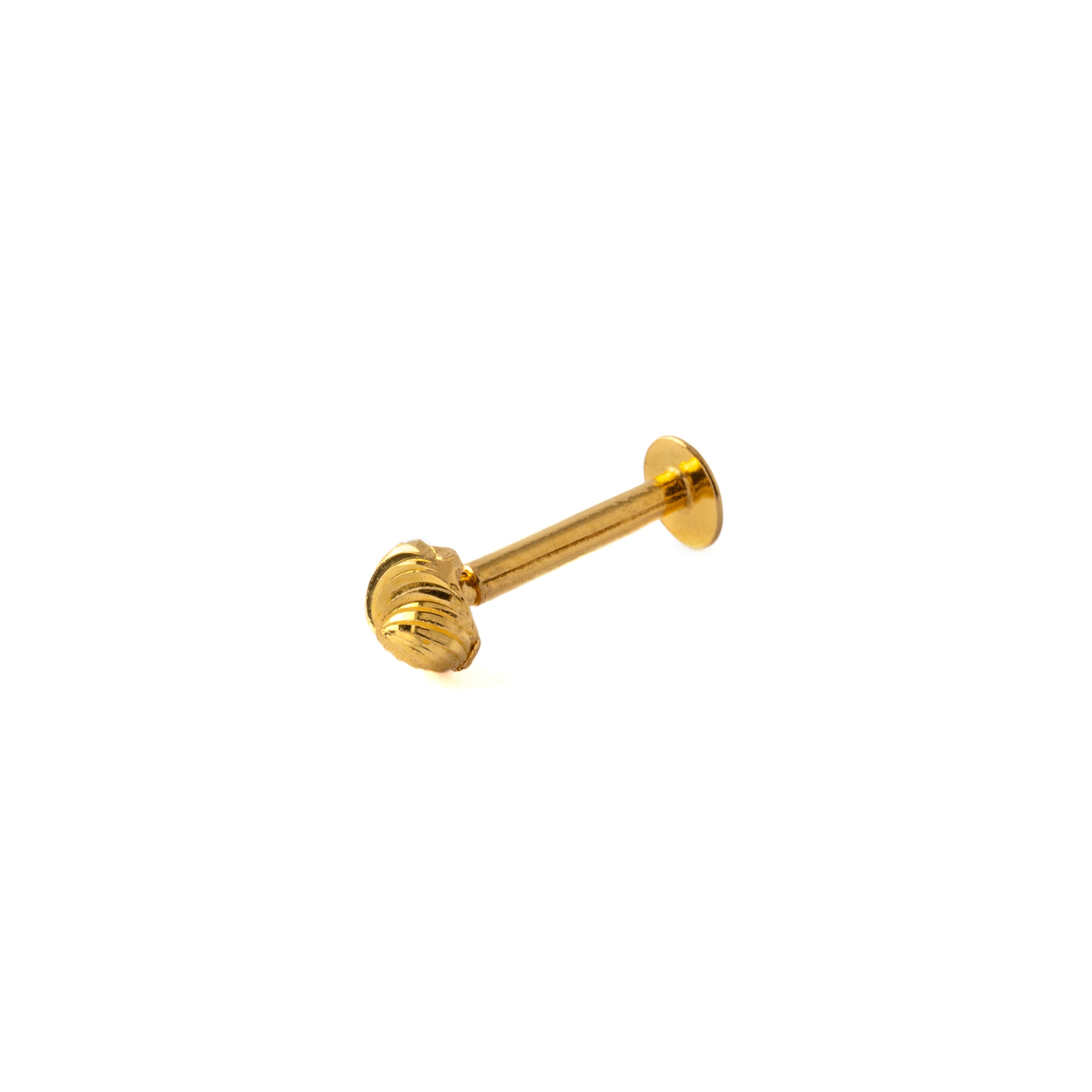18K Gold Swirl Flat Back Stud right side view