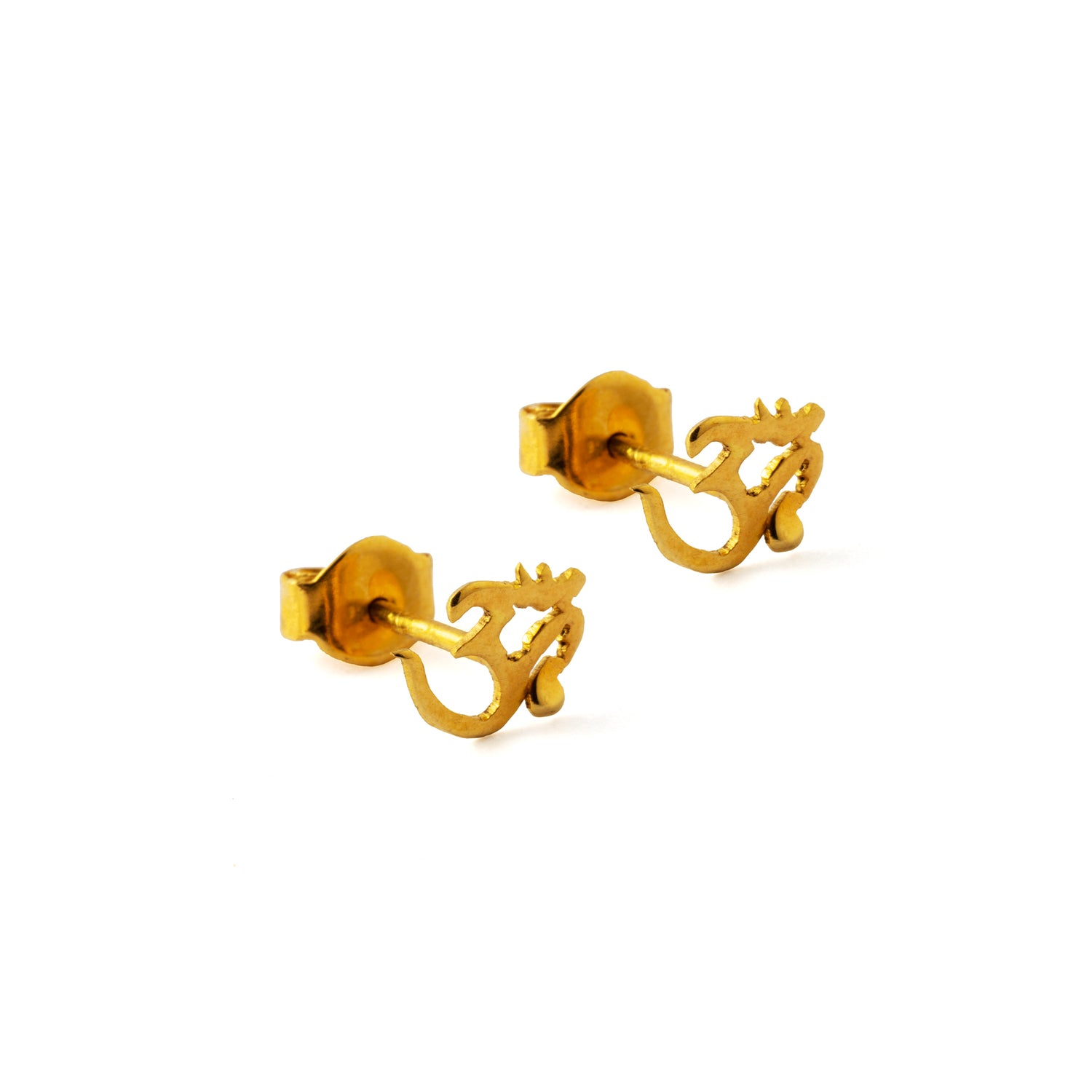 18k Solid Gold Om Ear Studs