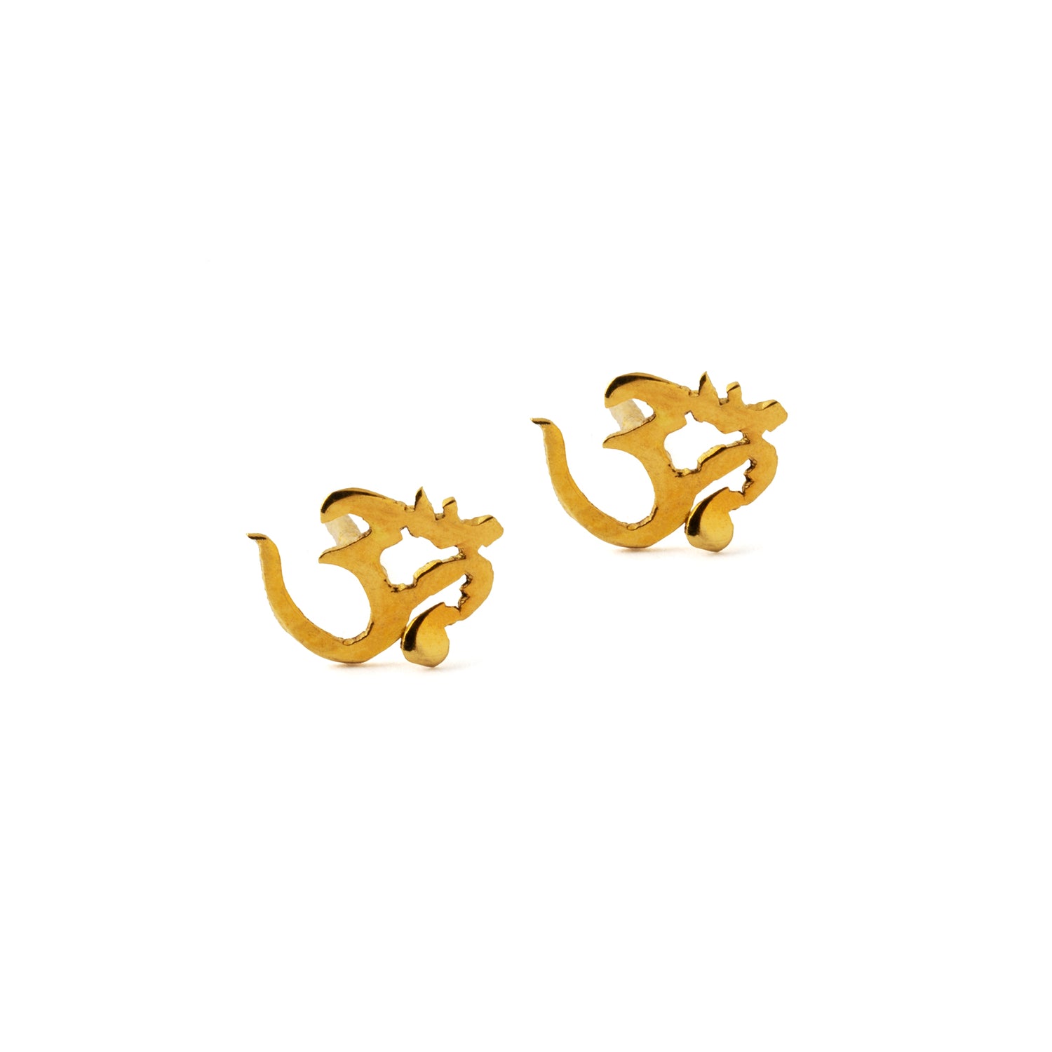 18k Solid Gold Om Ear Studs