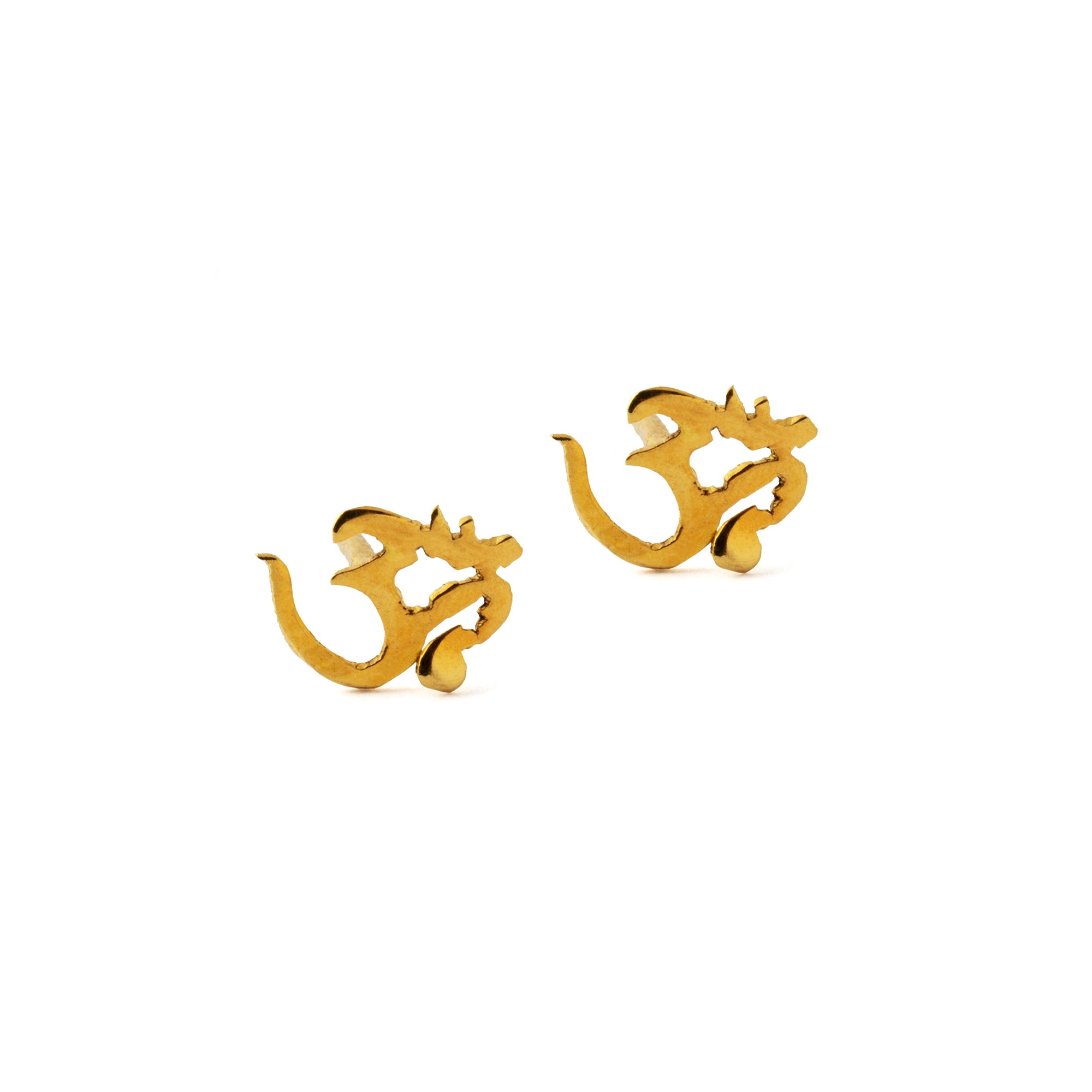 18k Solid Gold Om Ear Studs