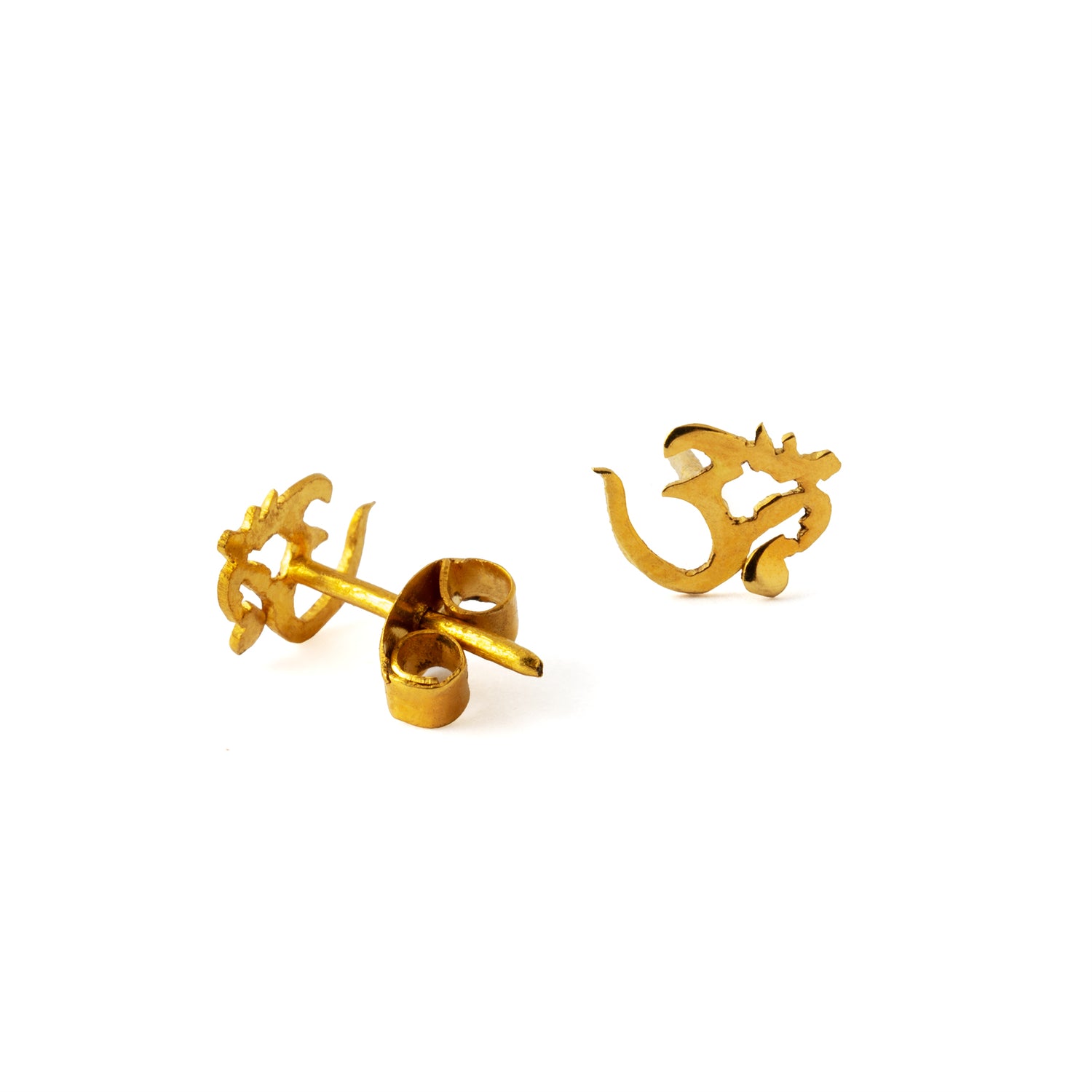 18k Solid Gold Om Ear Studs