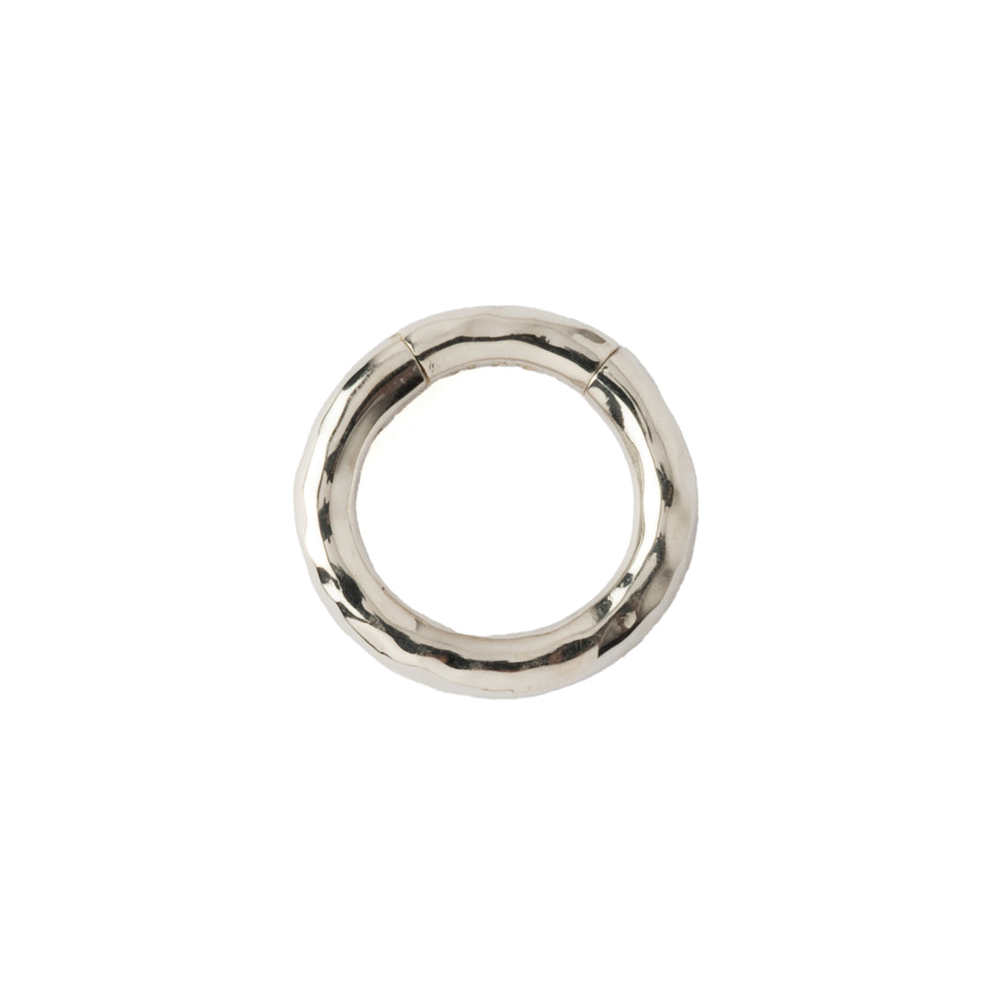 2mm Hammered Silver Clicker Ring- ear cuff frontal view