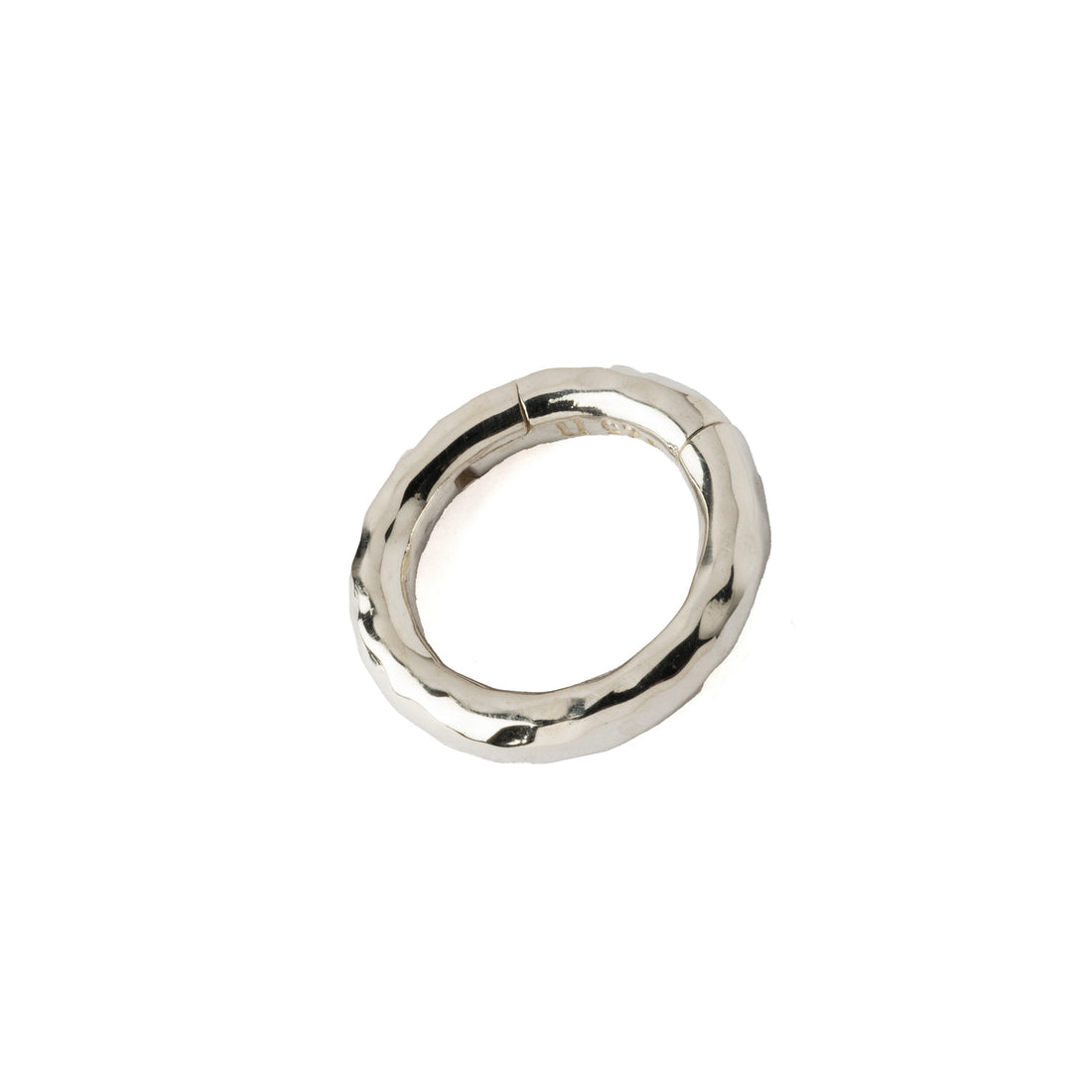 2mm Hammered Silver Clicker Ring- ear cuff right side view