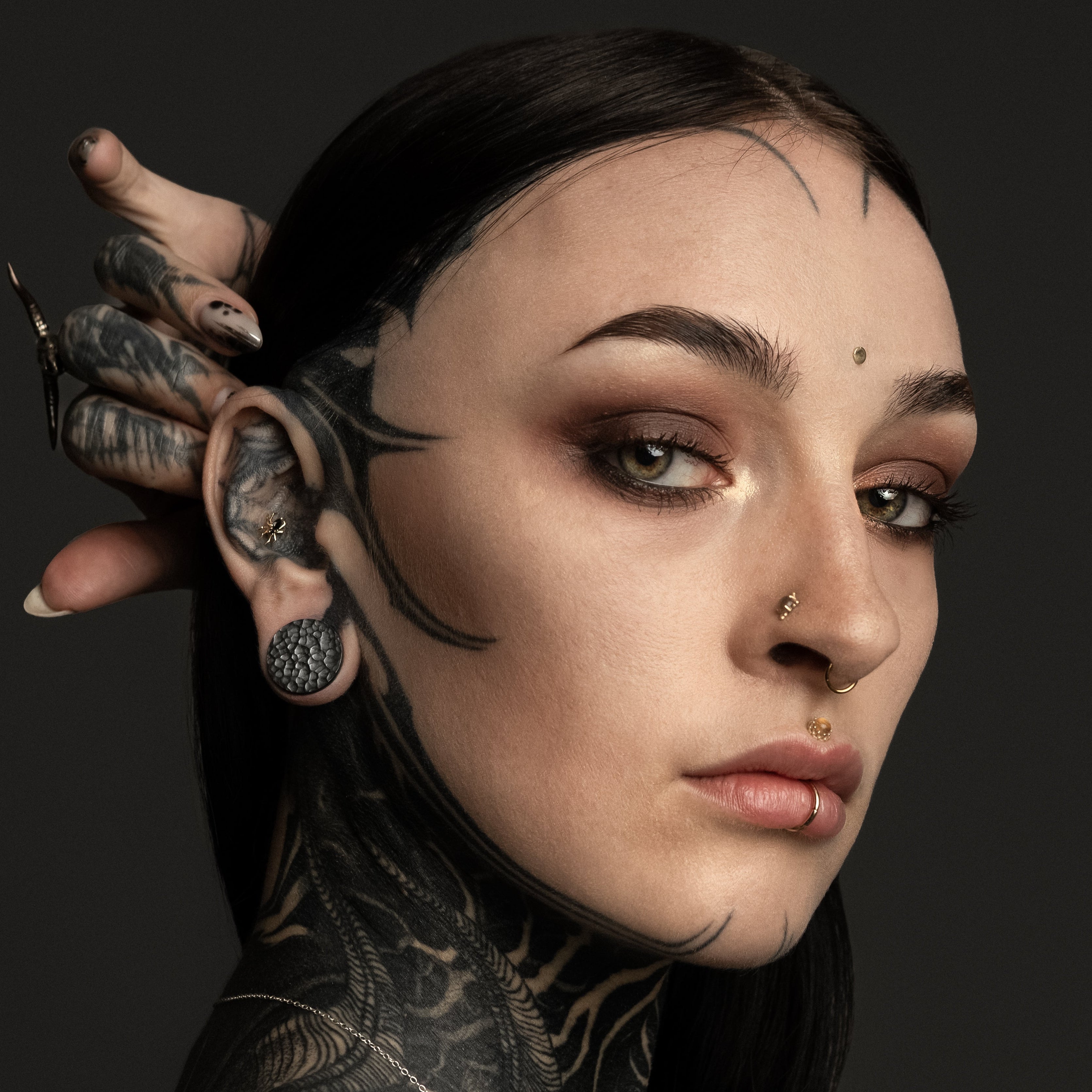 Hammered Black Silver Plugs