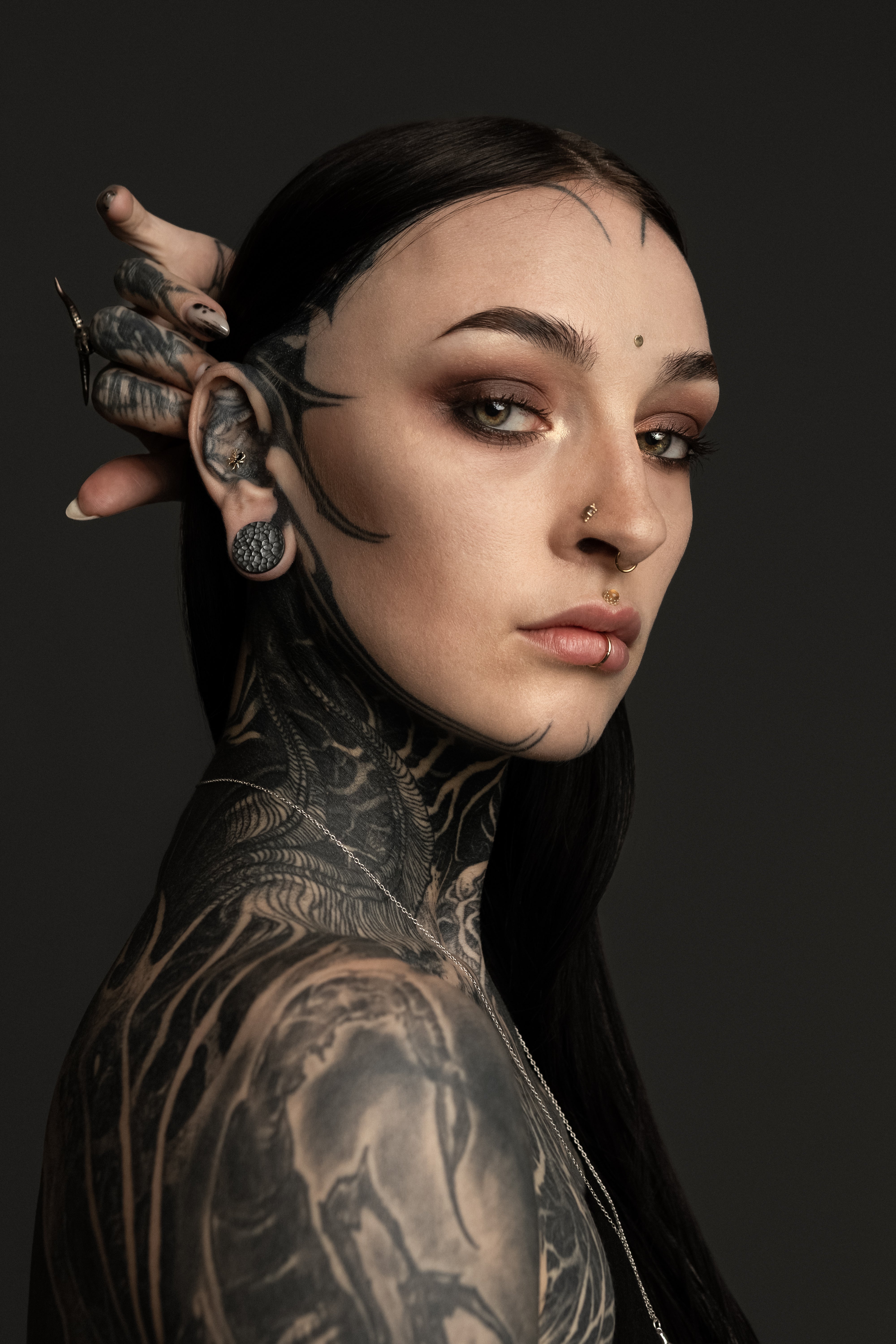 Hammered Black Silver Plugs