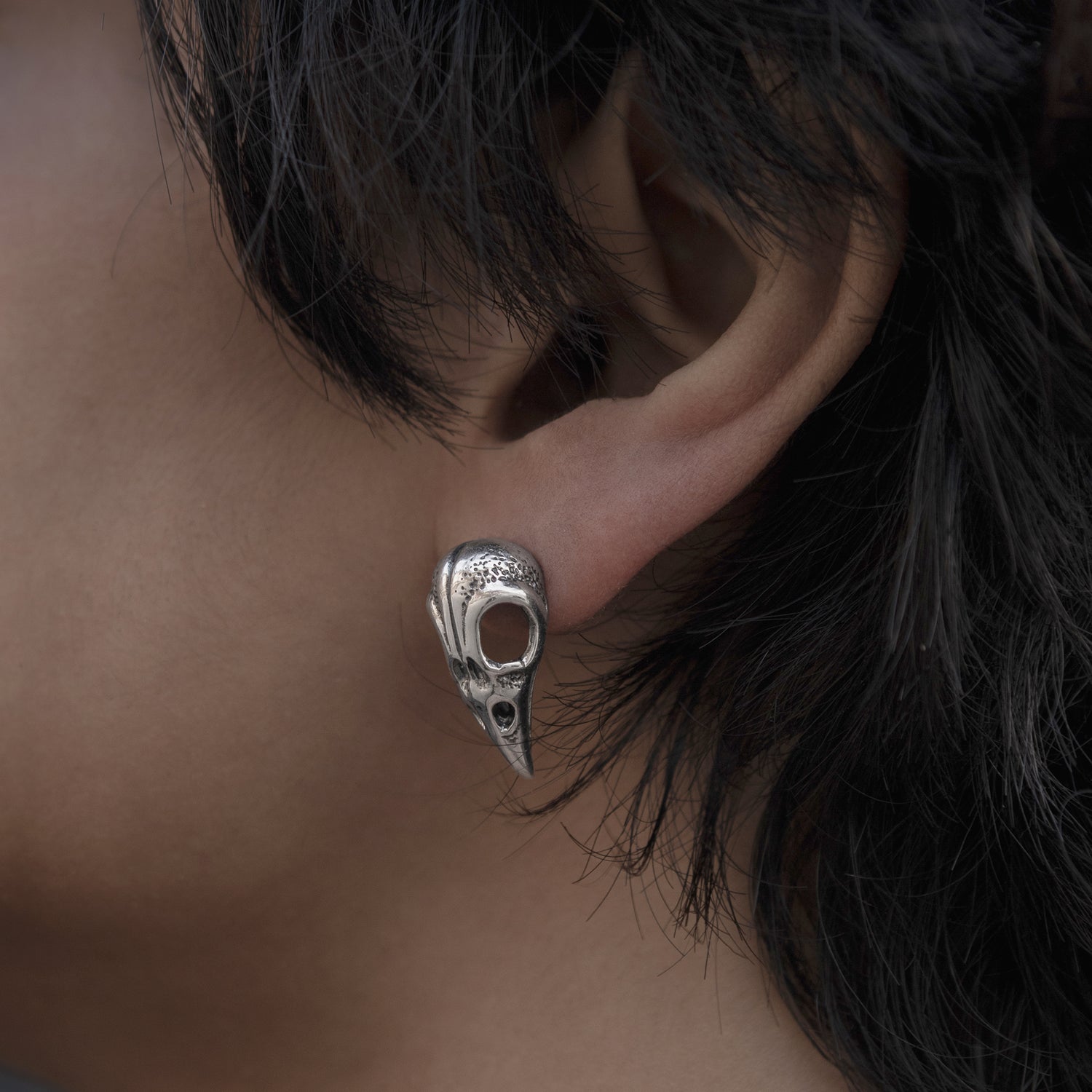 Raven Skull Studs
