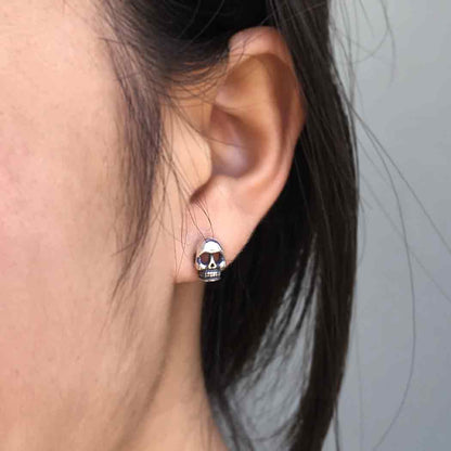 Silver Skull Ear Studs