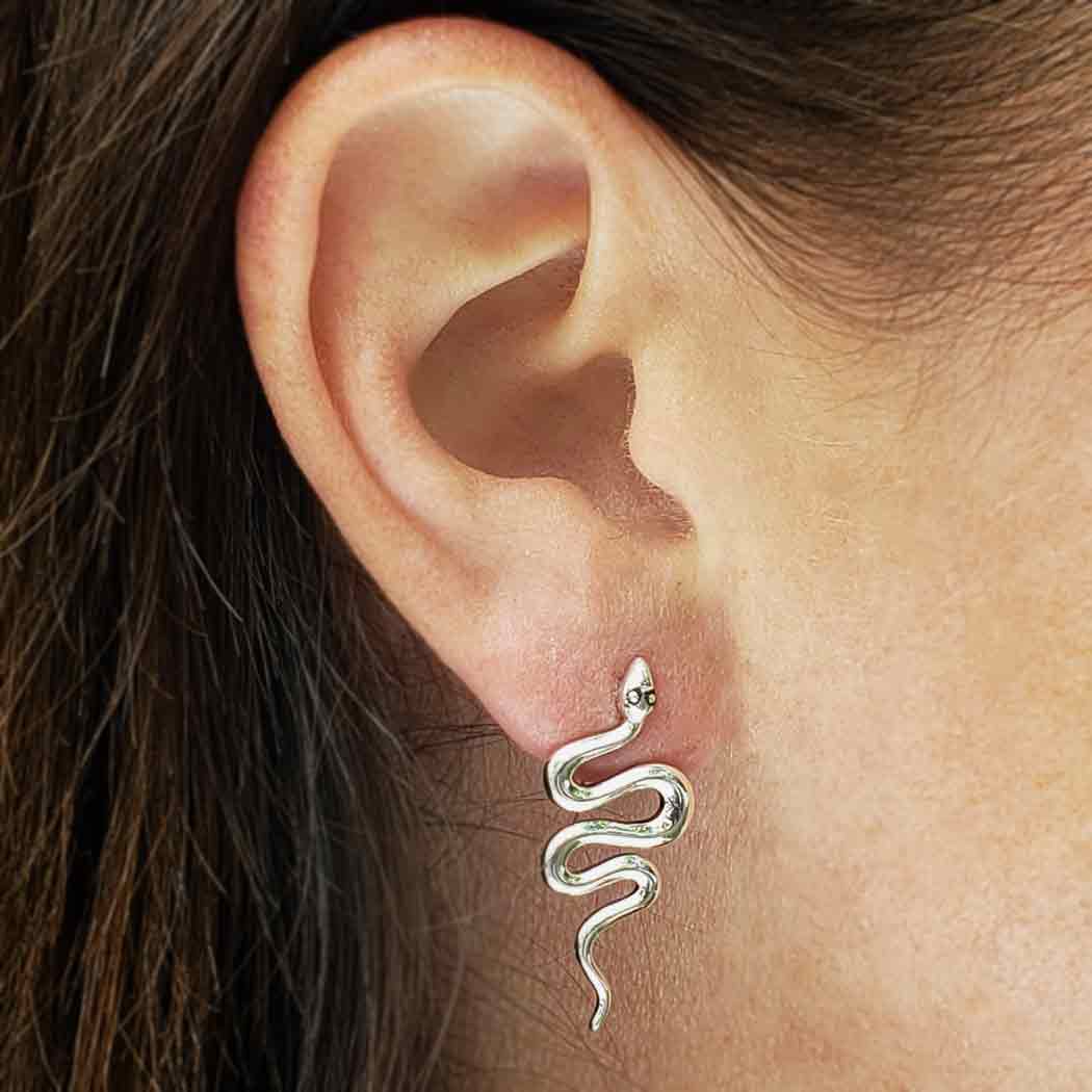 Lamia Snake Silver Earrings