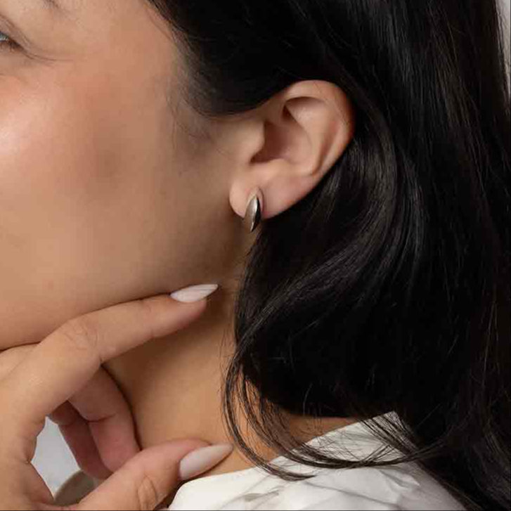 Ridged Silver Huggie Hoops