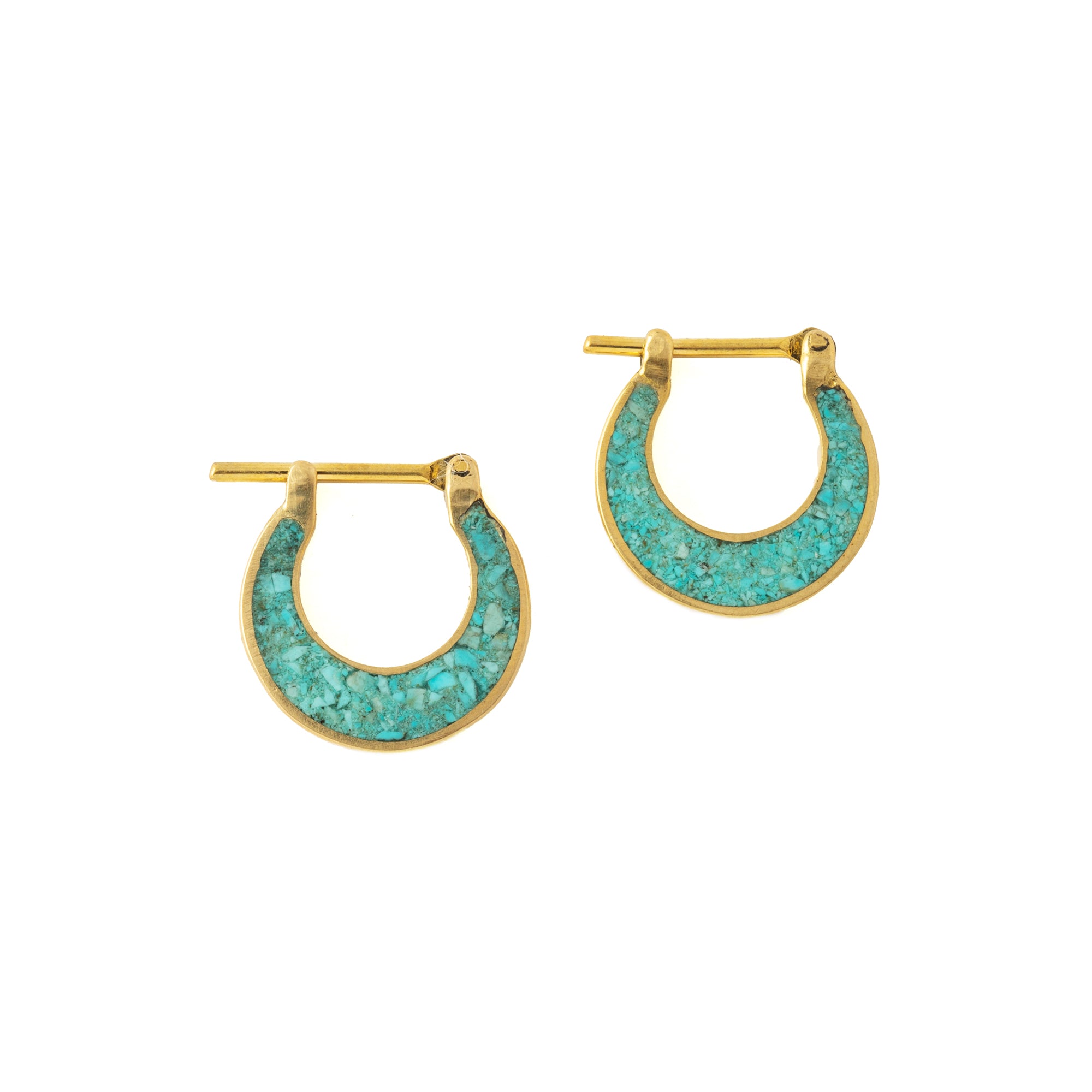 Golden Aanya Turquoise hoop huggies Earrings frontal view