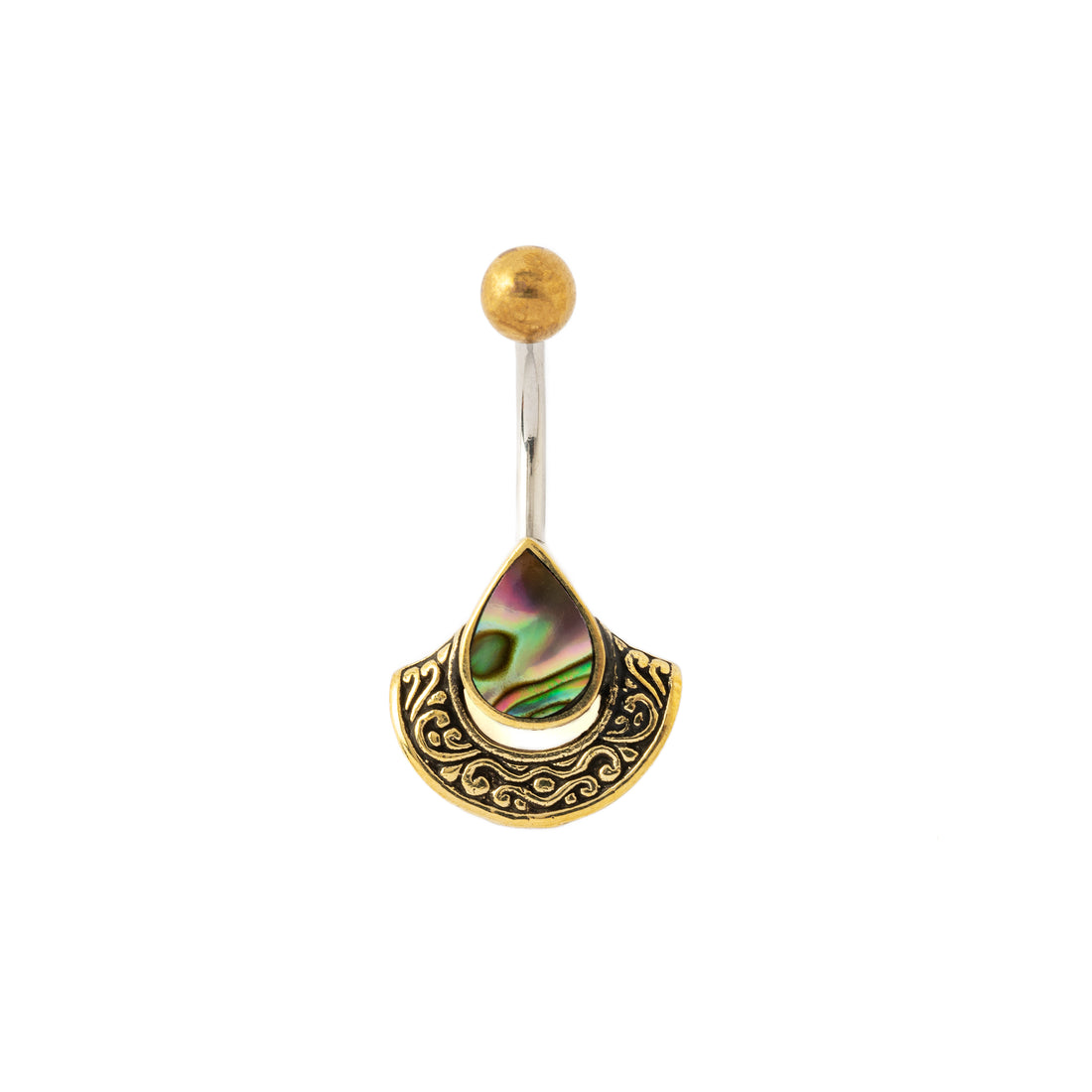 Agatha Belly Piercing with Abalone frontal view