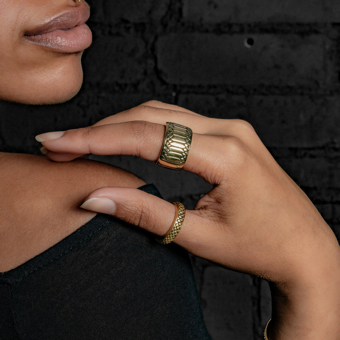 model wearing Apophis Rebirth Ring