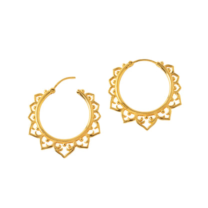 Aqua Lotus Gold Hoops