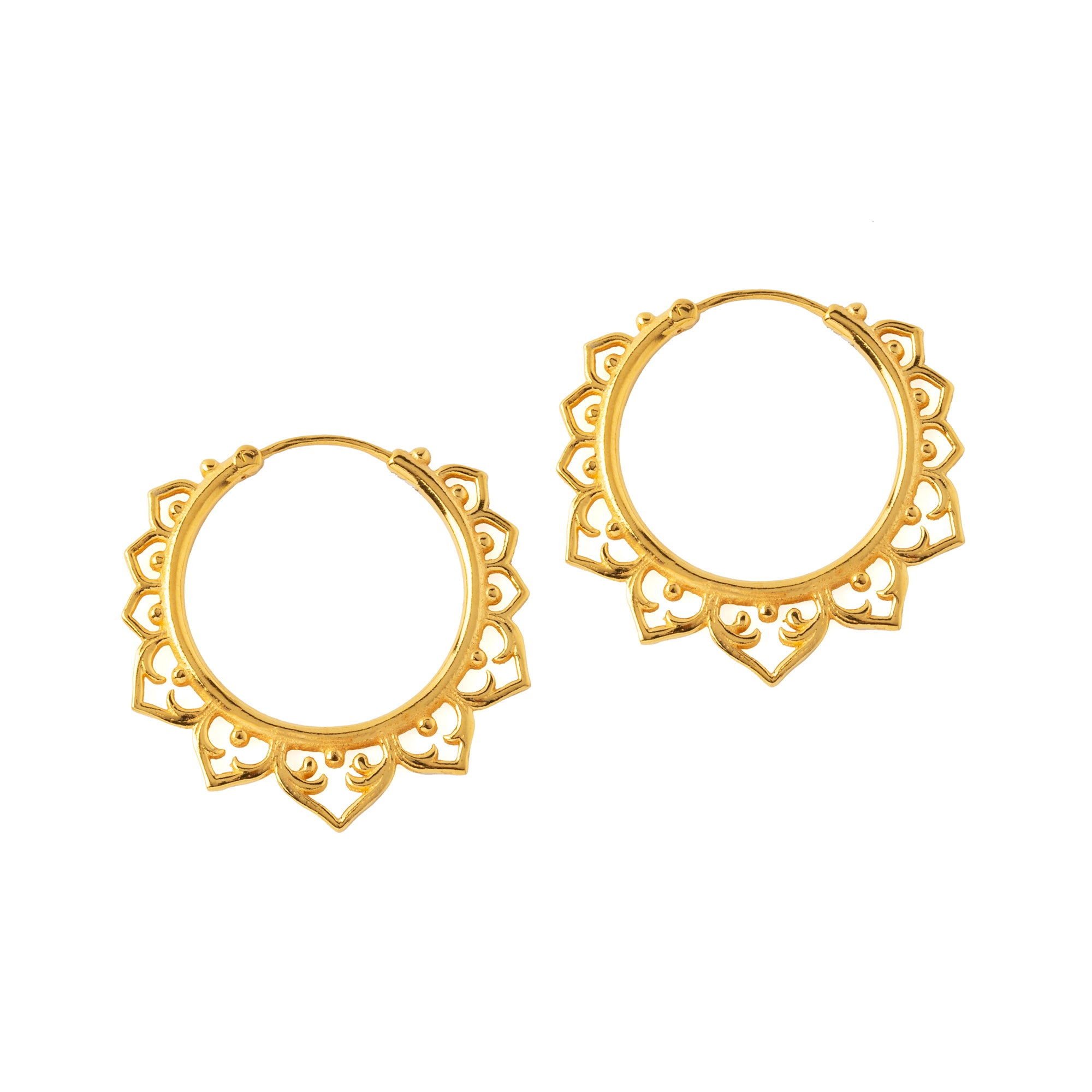 Aqua Lotus Gold Hoops