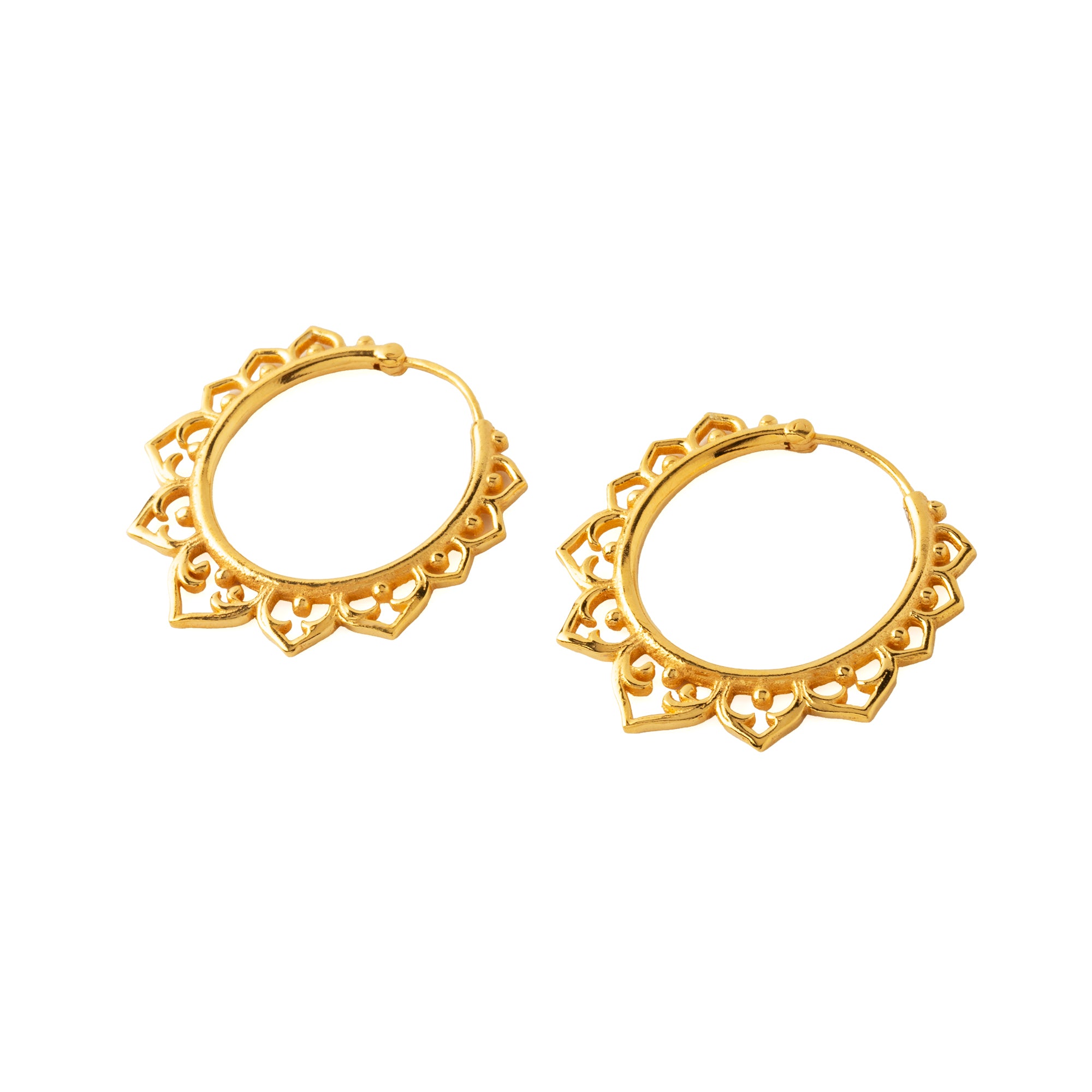 Aqua Lotus Gold Hoops