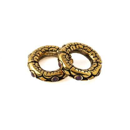 Pair of Ashara Clicker Rings with Amethyst on top of each other