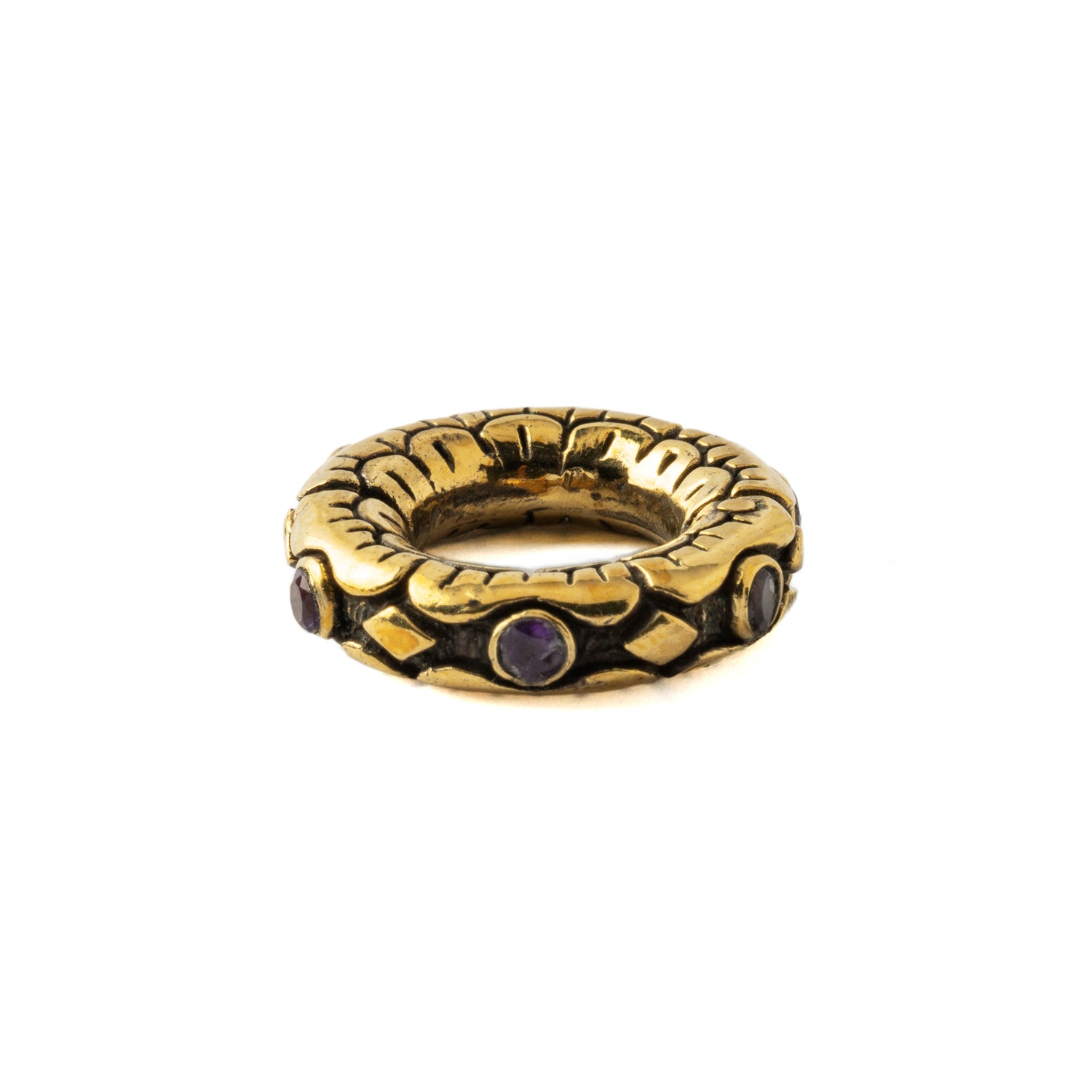 Ashara Clicker Ring with Amethyst frontal view