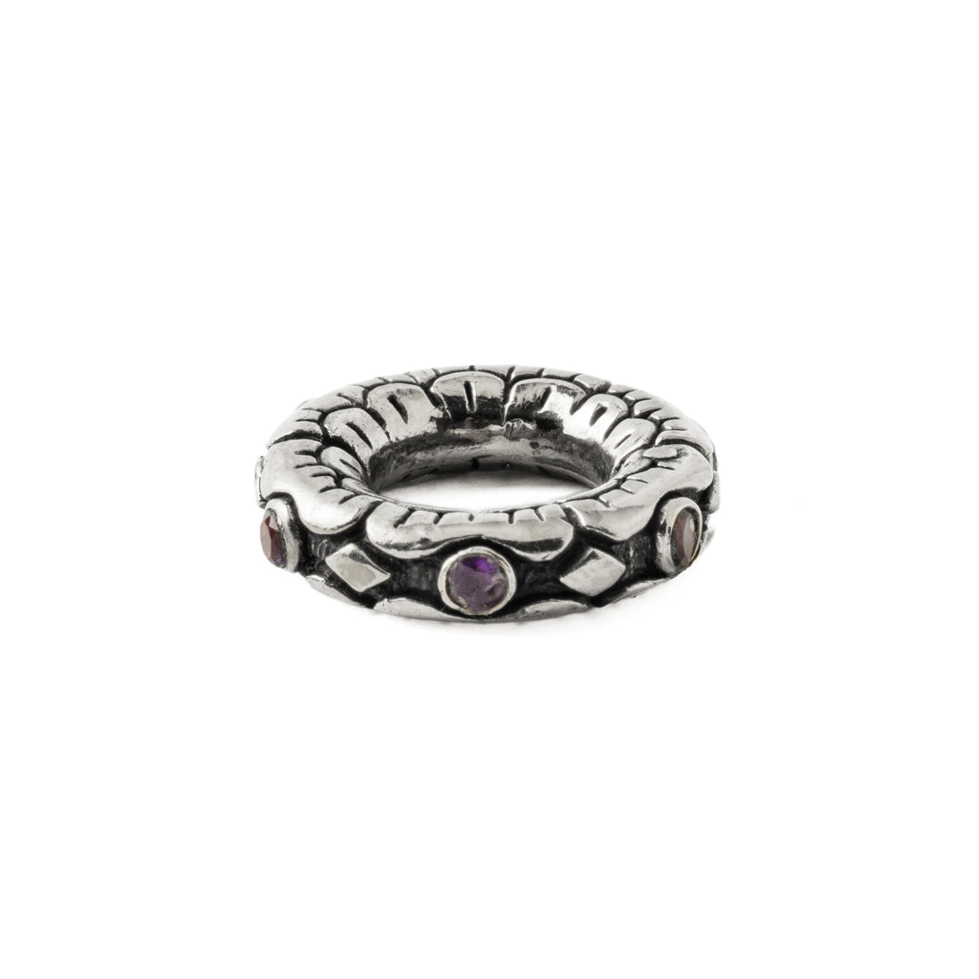 Ashara Silver Clicker Ring with Amethyst frontal view
