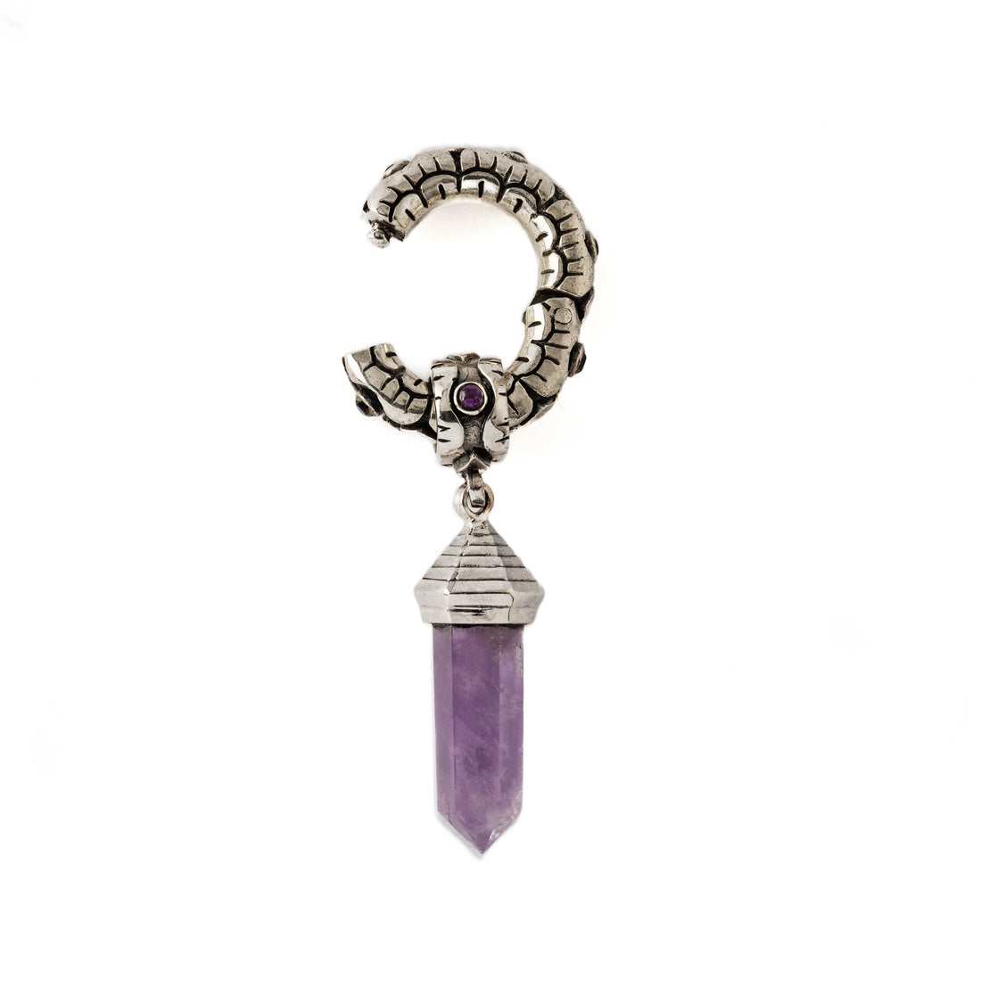 Ashara Silver Hanger with Amethyst open closure view