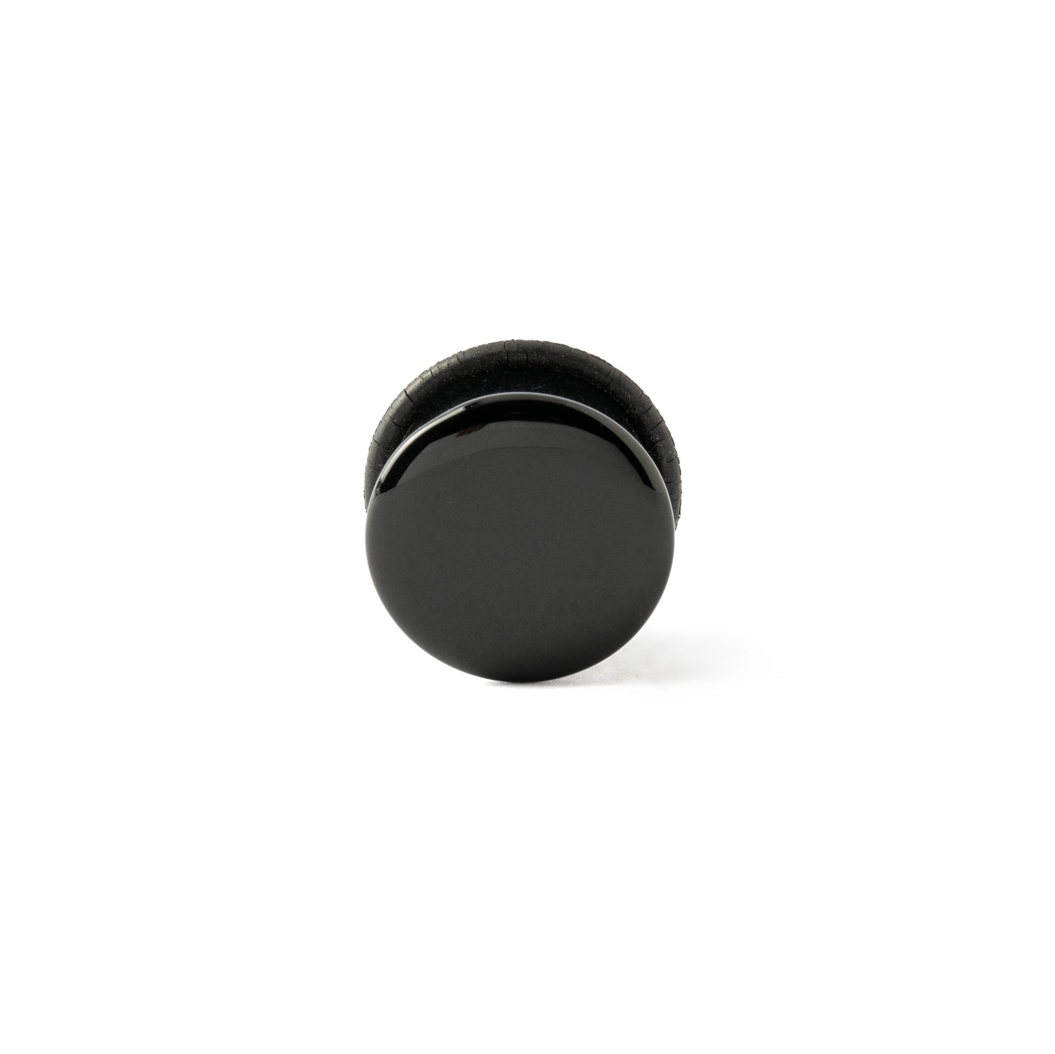 Single Flare Black Agate Plugs frontal view