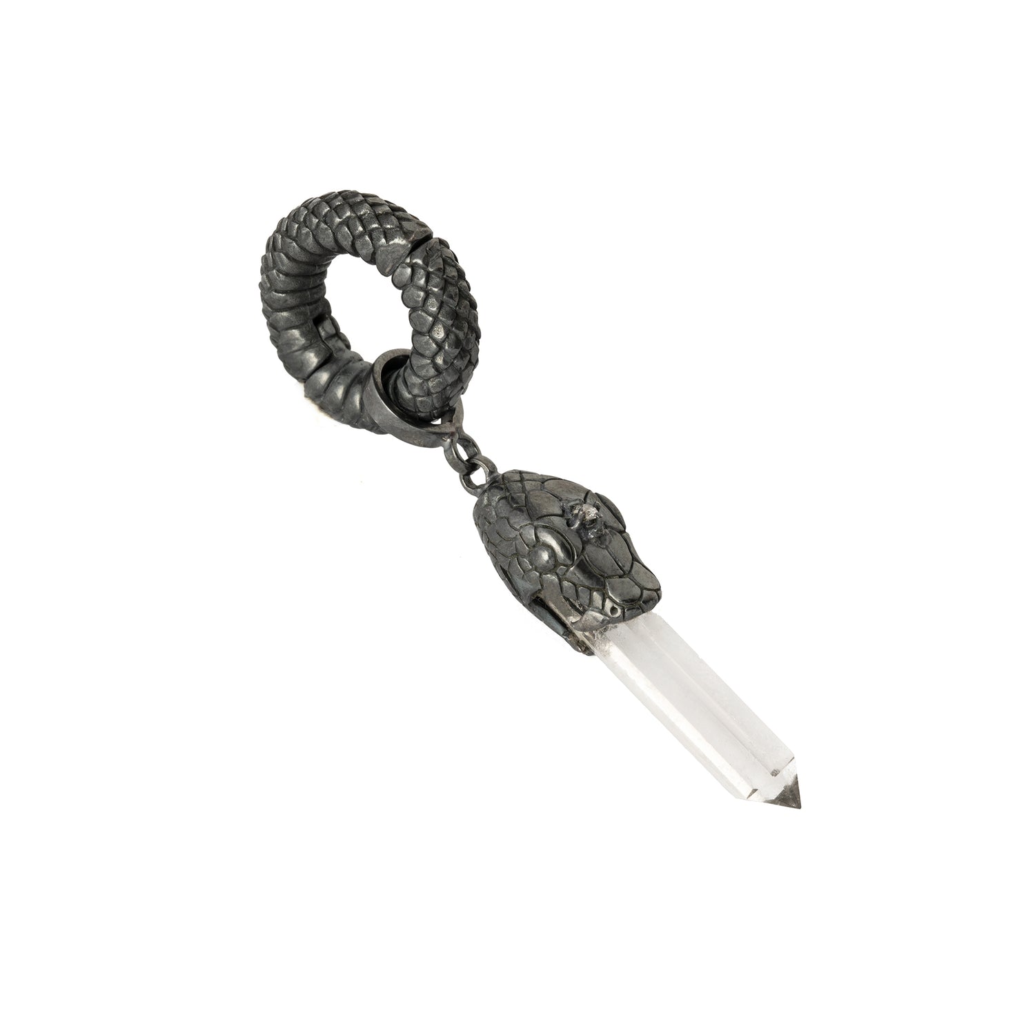Black silver Rebirth Snake Hanger with Quartz right side view