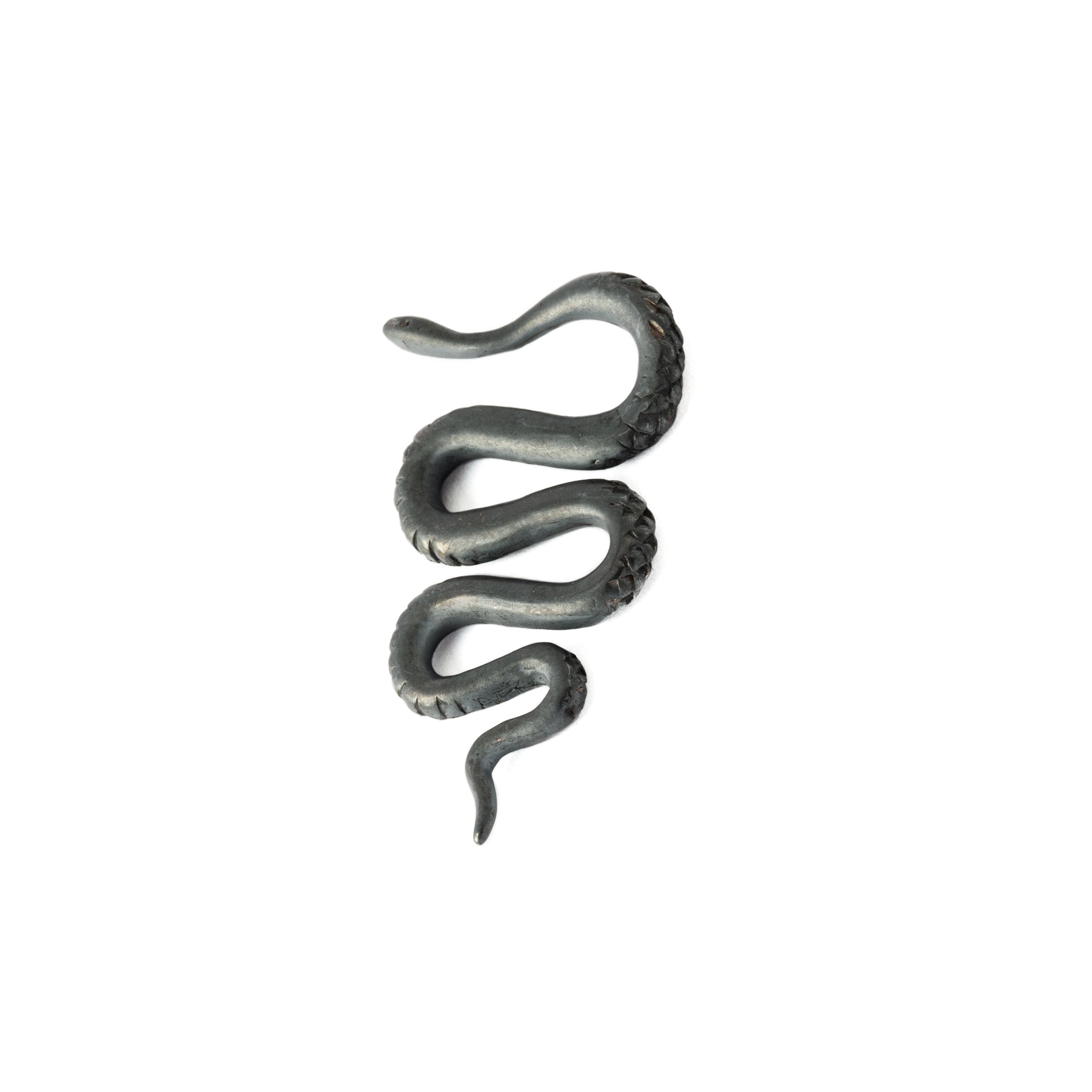 Snake Black Silver Ear Hangers back view

