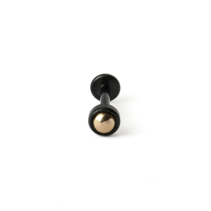 Black surgical steel and Gold inlay labret piercing stud frontal view