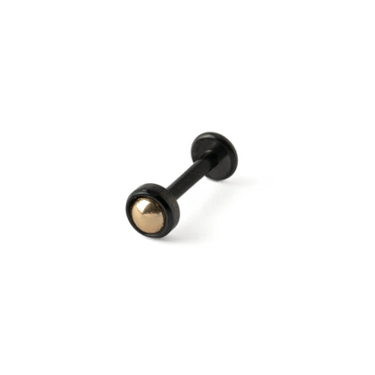 Black surgical steel and Gold inlay labret piercing stud right side view