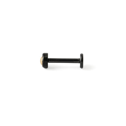 Black surgical steel and Gold inlay labret piercing stud side view