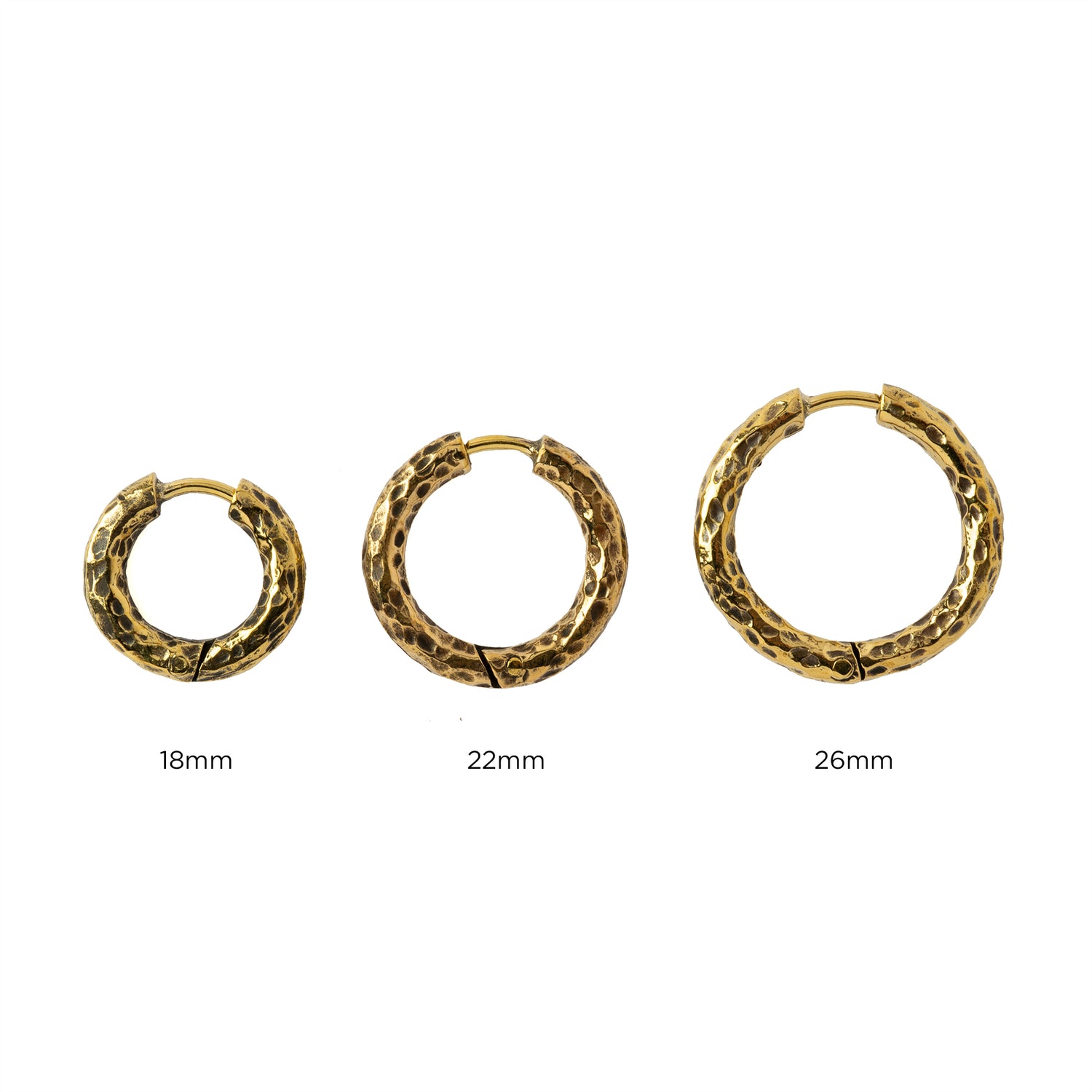 Hammered Brass Clicker Hoops