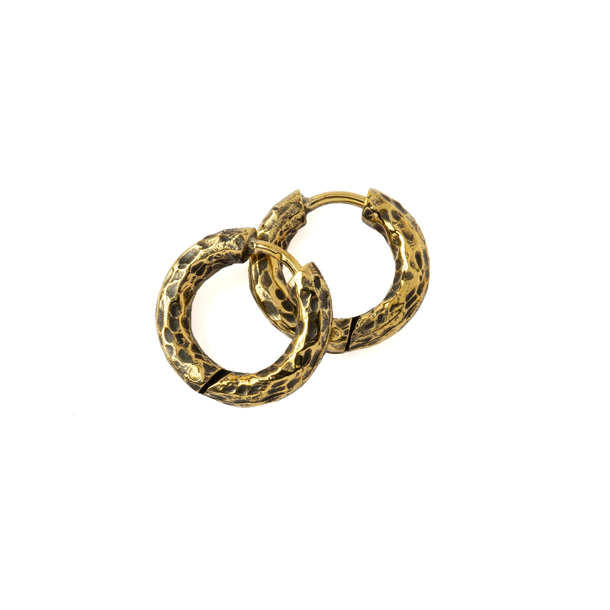 18mm Hammered Brass Clicker Hoops earrings 