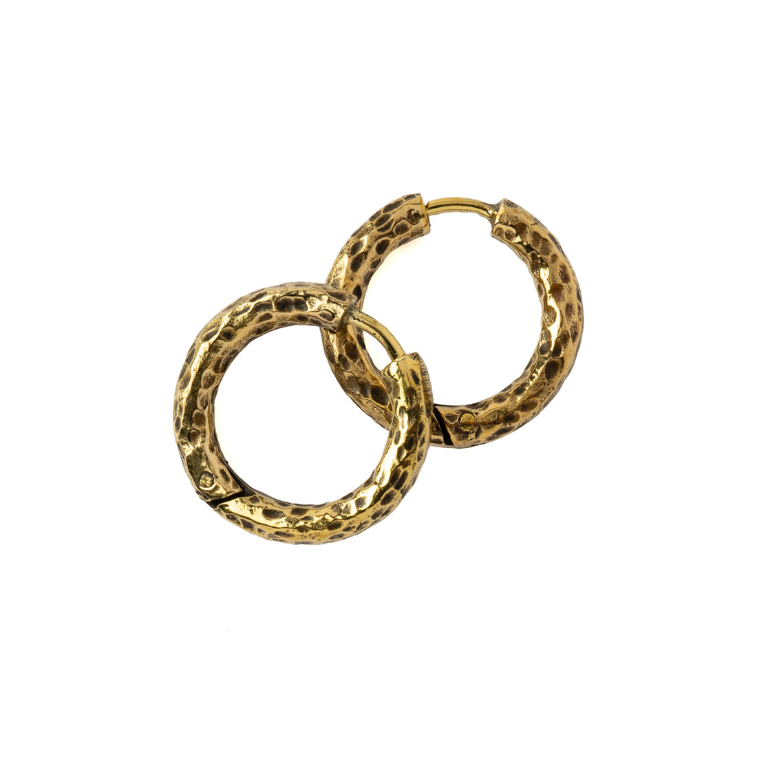 Hammered Brass Clicker Hoops