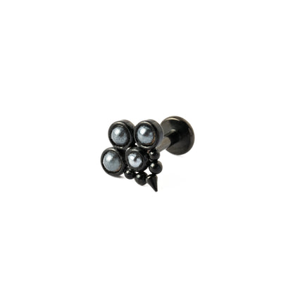 Brenna Black Labret with Pearls right side front view