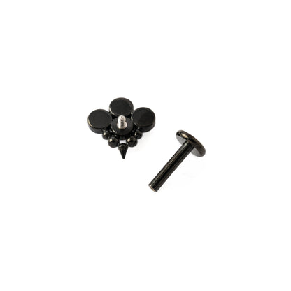 Brenna Black Labret with Pearls internally threaded closure view