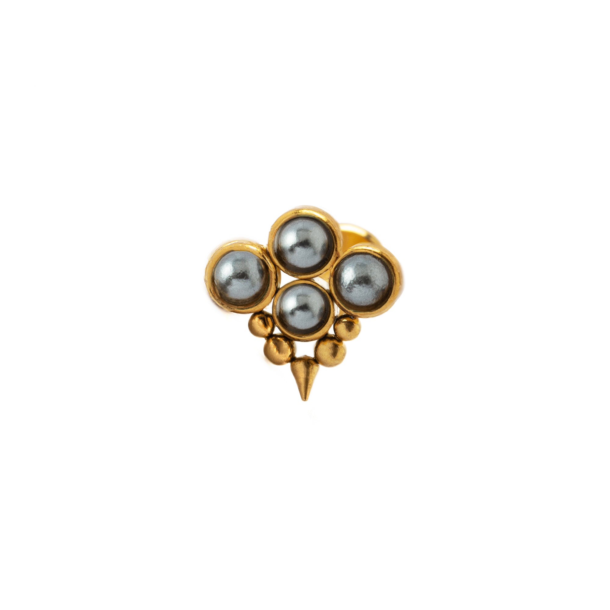 1.2mm (16g) Brenna Golden Labret with Pearls frontal view