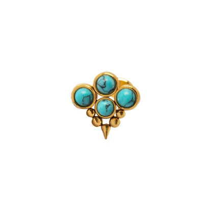 Brenna Golden Labret with Turquoise frontal view