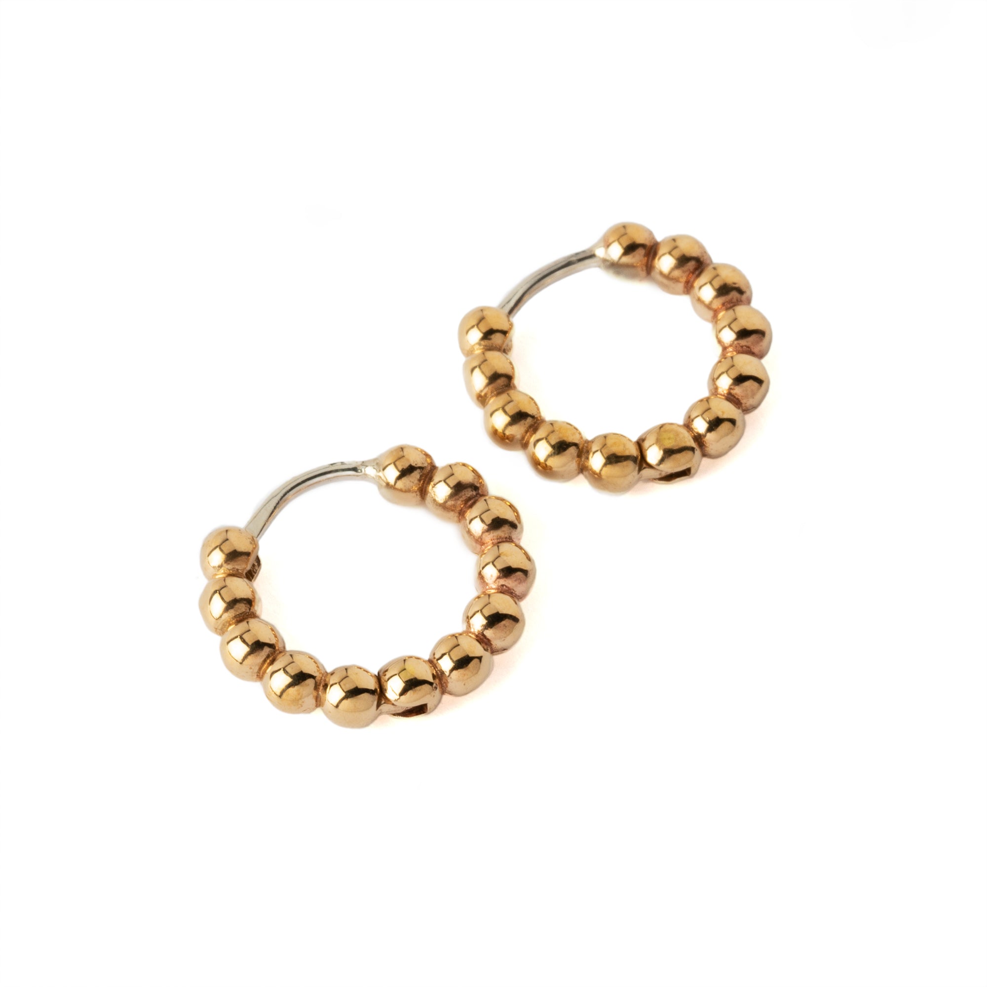 Bronze Beaded Huggies Hoop Earrings