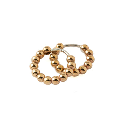 Bronze Beaded Huggies Hoop Earrings