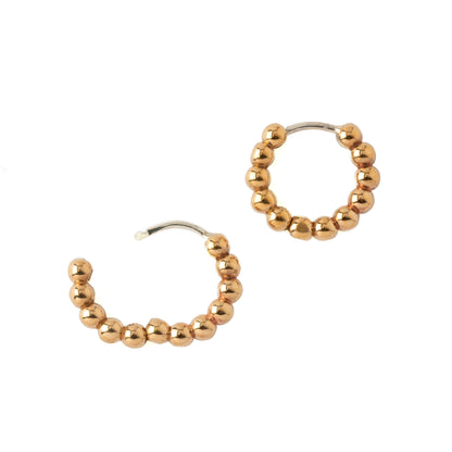 Bronze Beaded Huggies Hoop Earrings