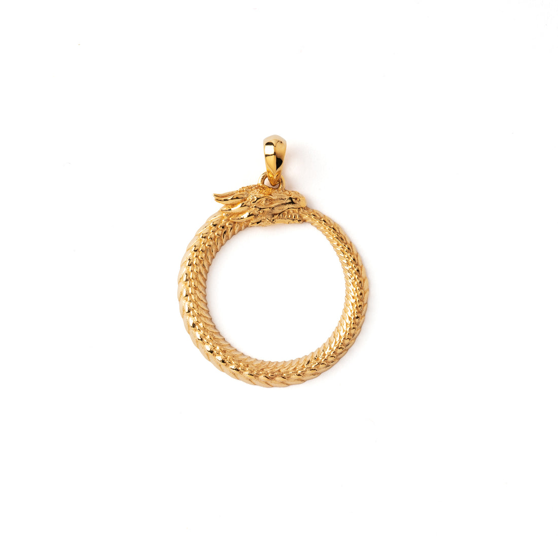 Bronze Dragon Ouroboros Charm Pendant Necklace