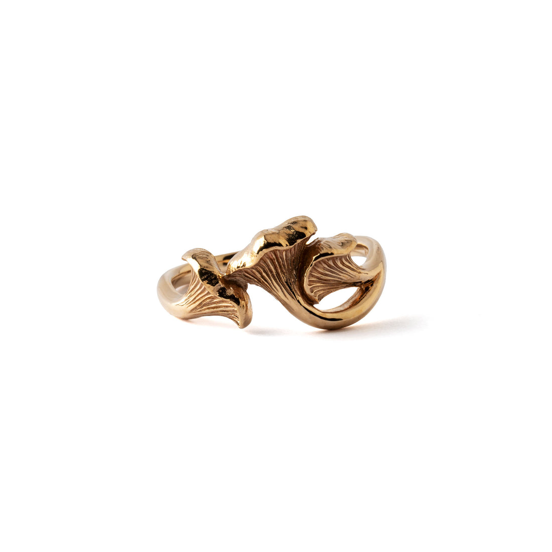 Chanterelle Mushroom Bronze Ring frontal view