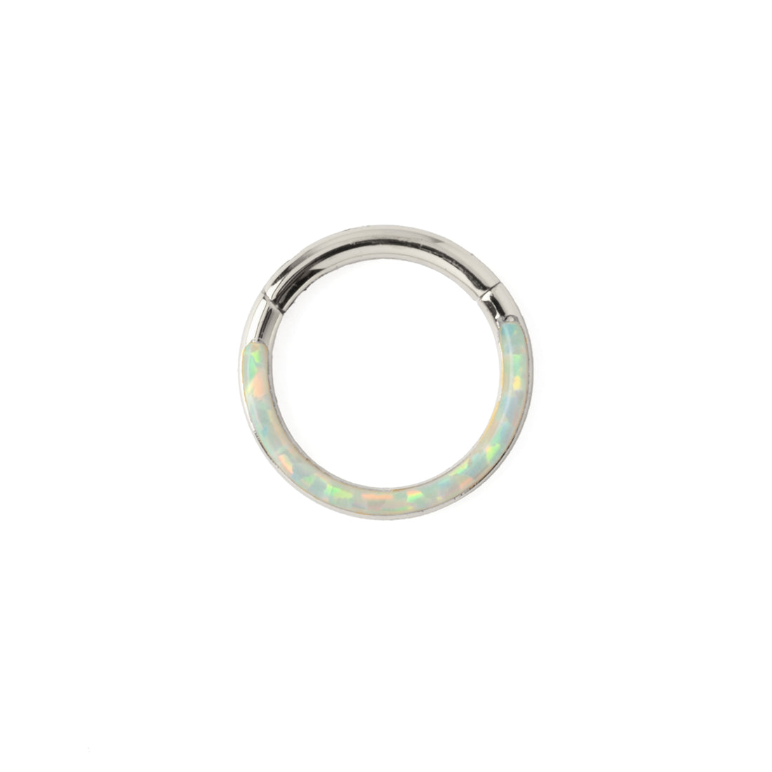 Clicker Ring with Opal crescent frontal view