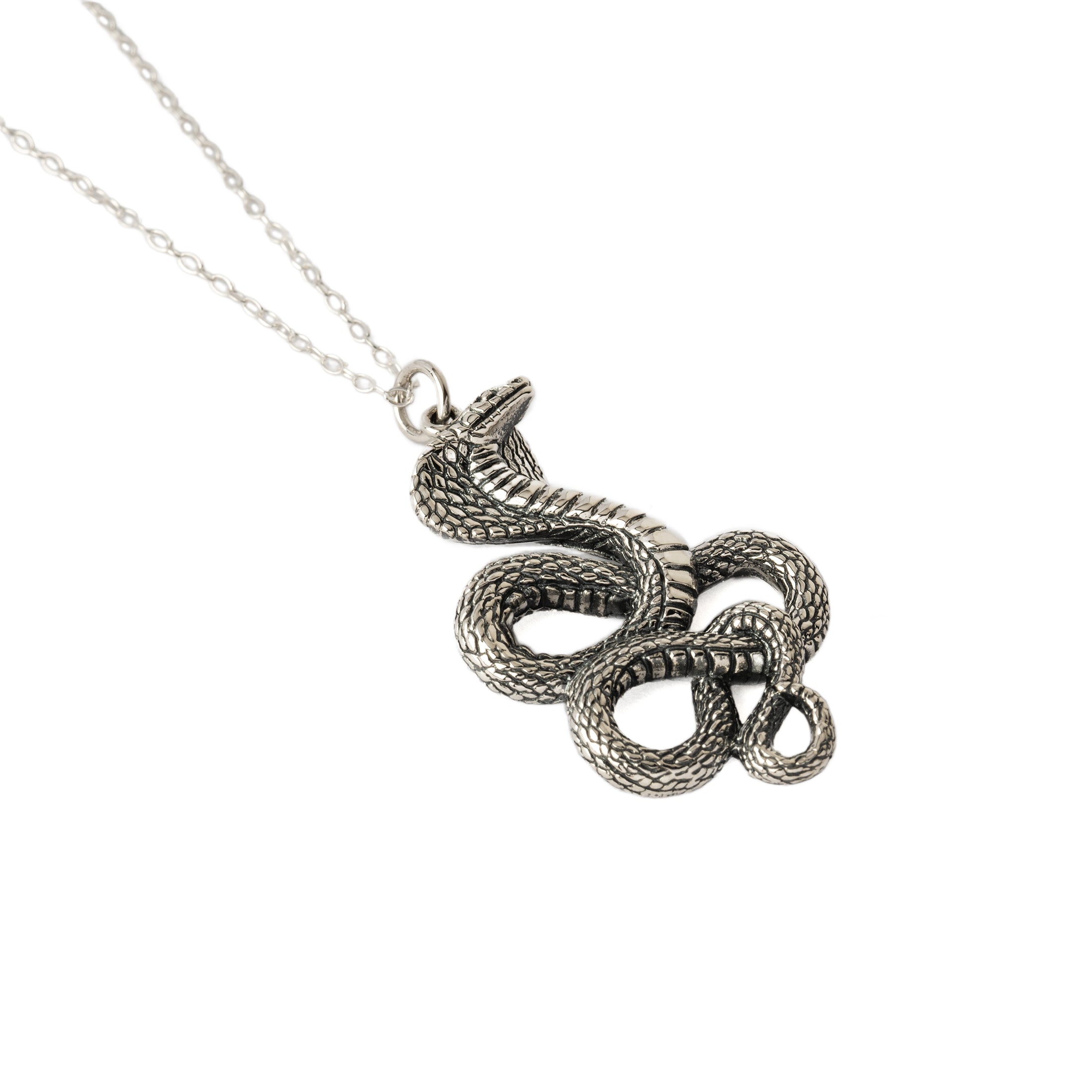 Cobra Silver Necklace left side view