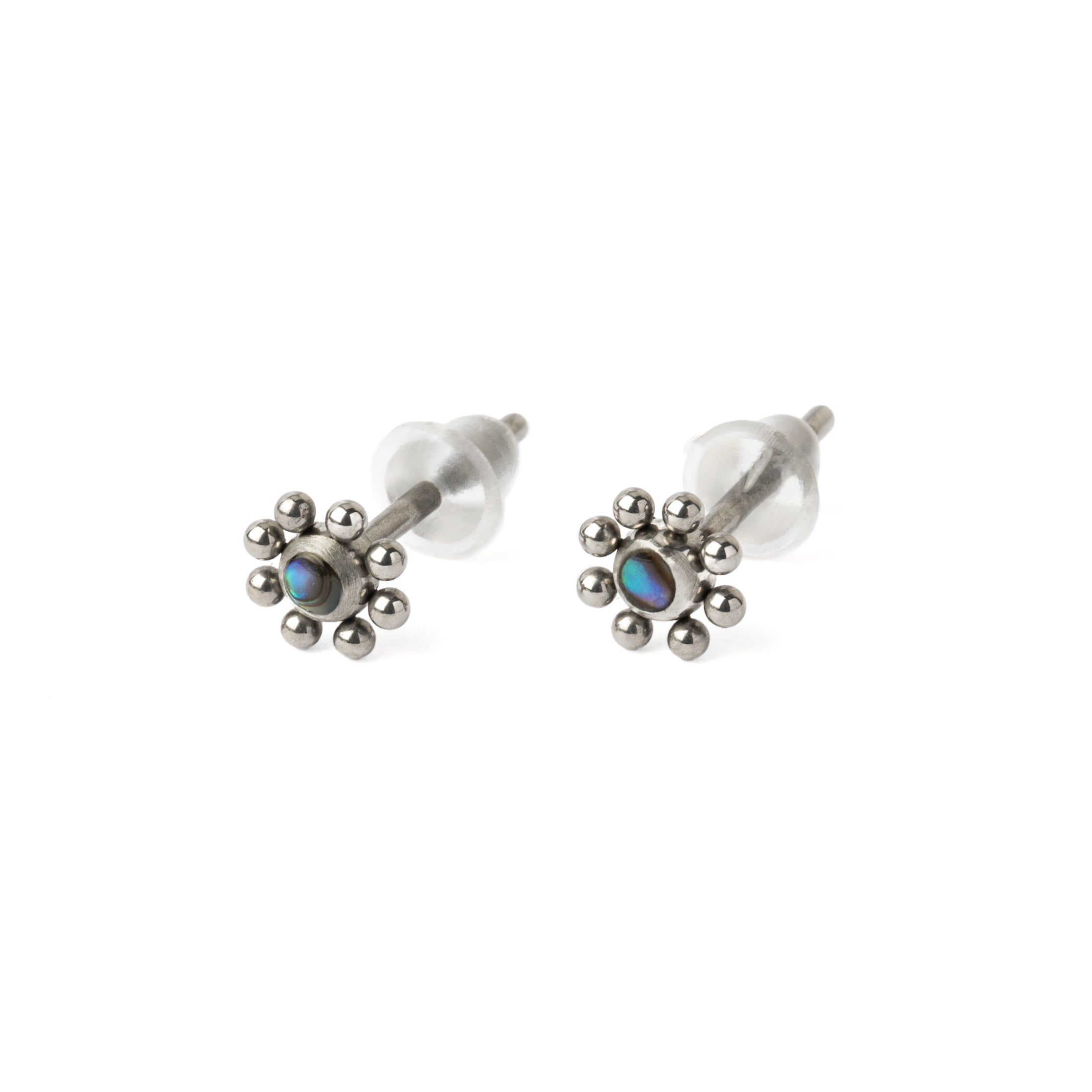 Daisy Abalone Ear Studs right side view